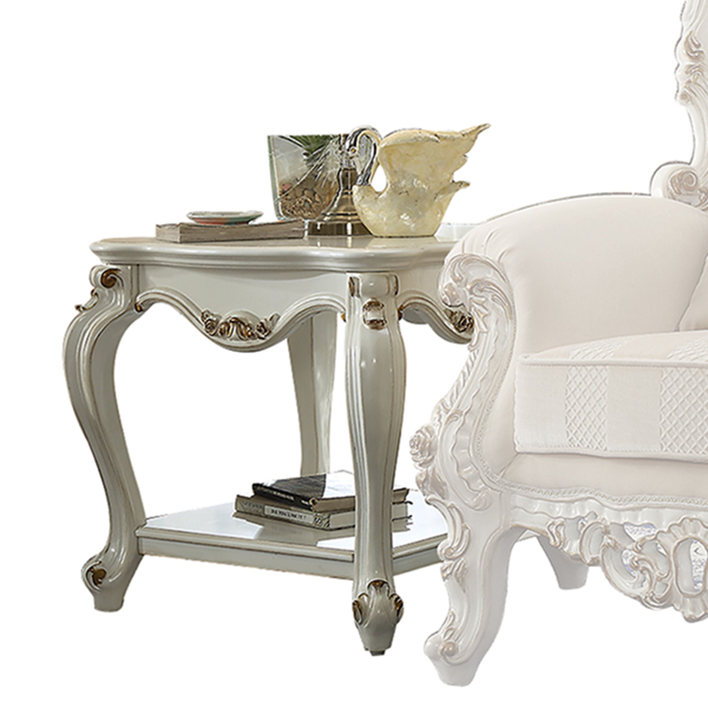 Antique Pearl 1-Shelf End Table