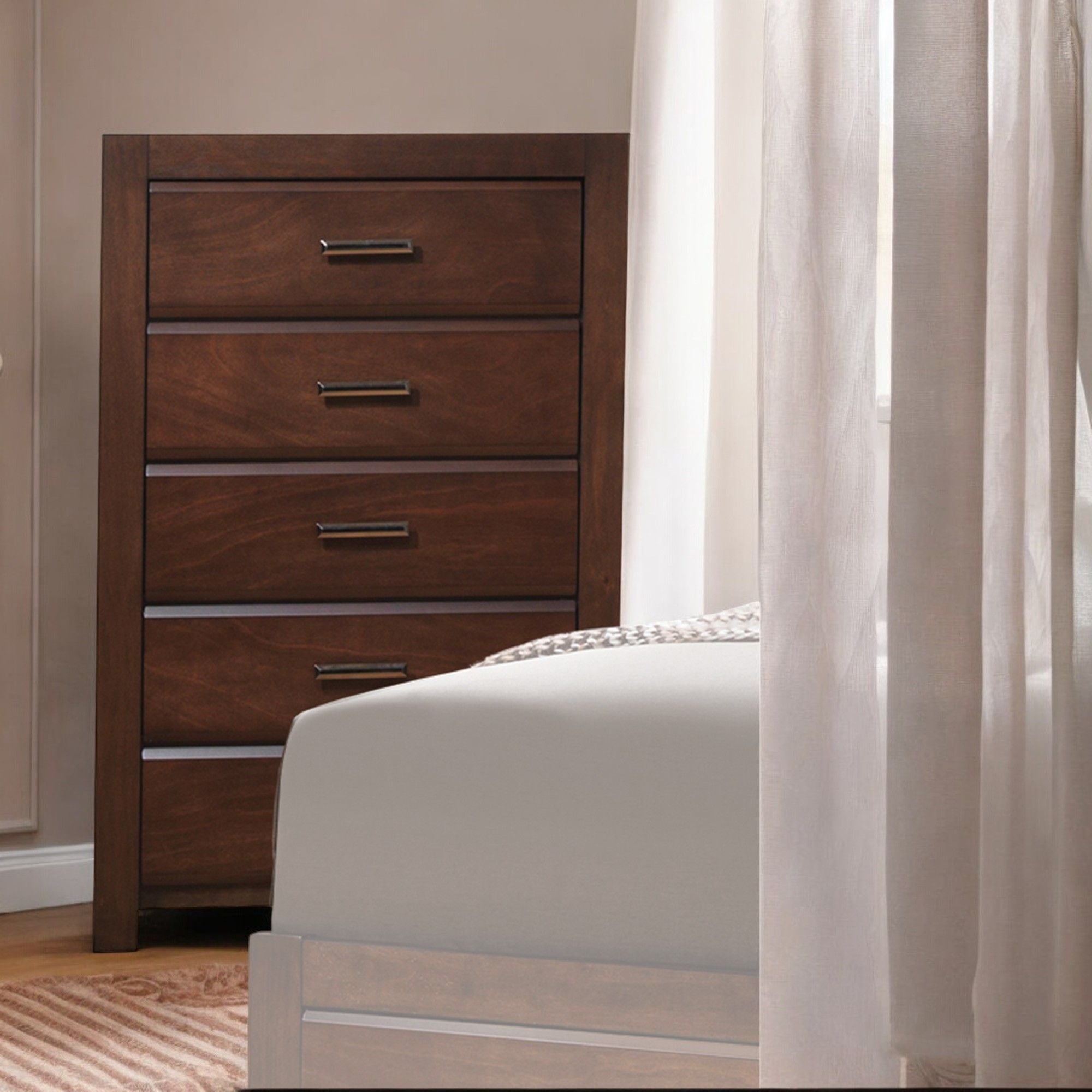 Walnut 5-Drawer Chest