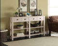 Cream 4-Drawer Console Table with 2 Shelf