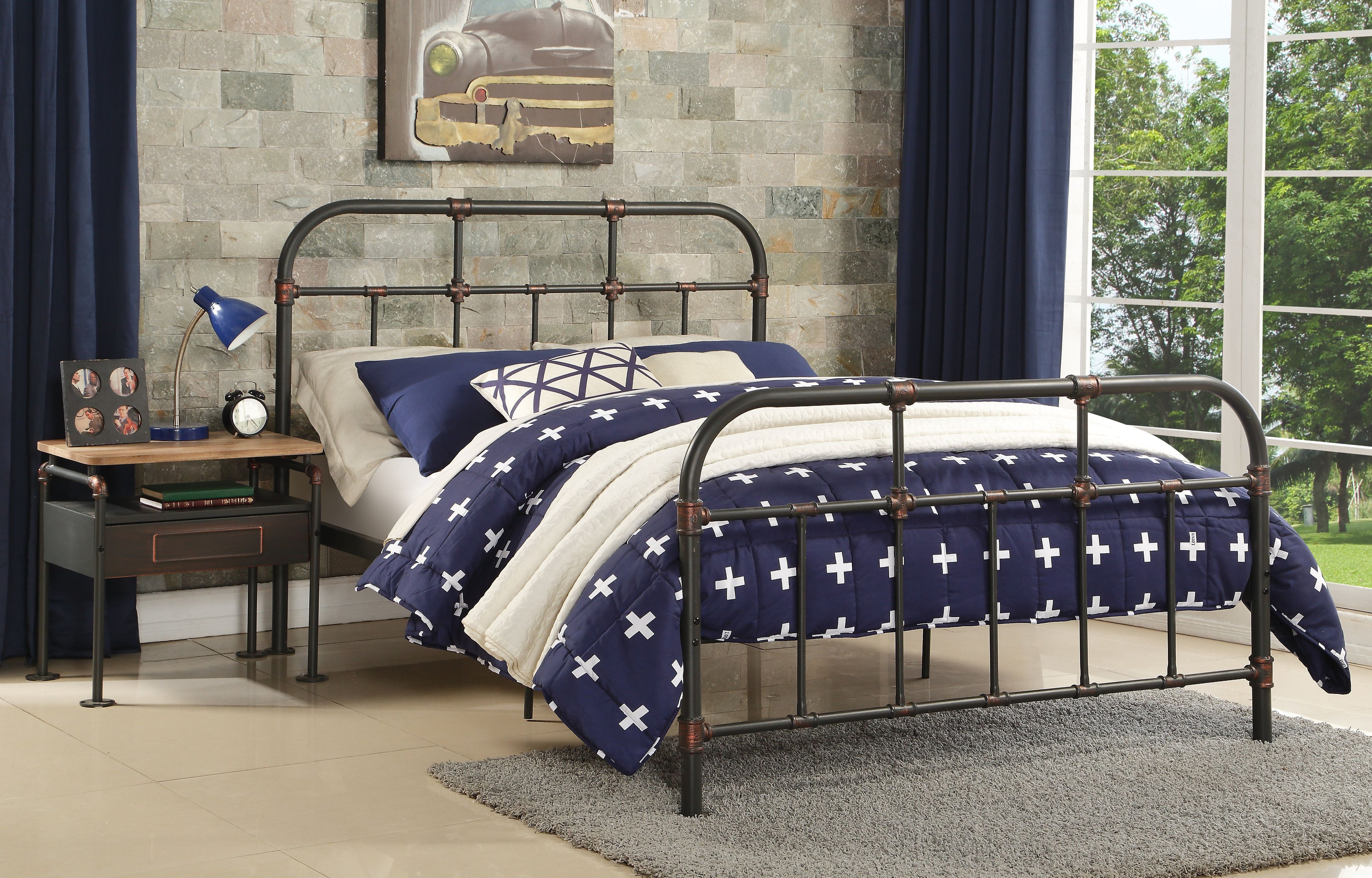 Sandy Grey Full Panel Bed with Slat