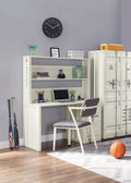 White 1-Door Writing Desk with Hutch