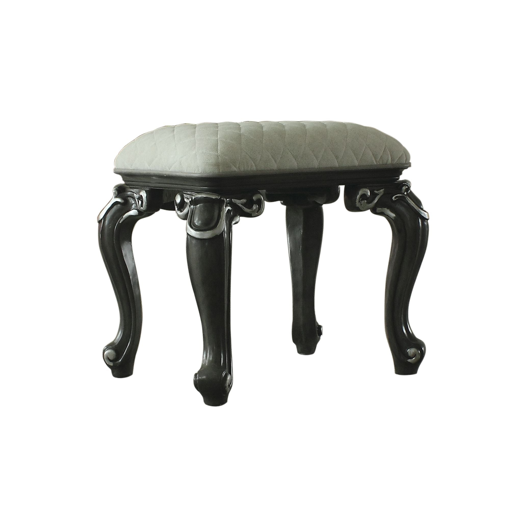 Grey and Charcoal Stool with Scrolled Legs