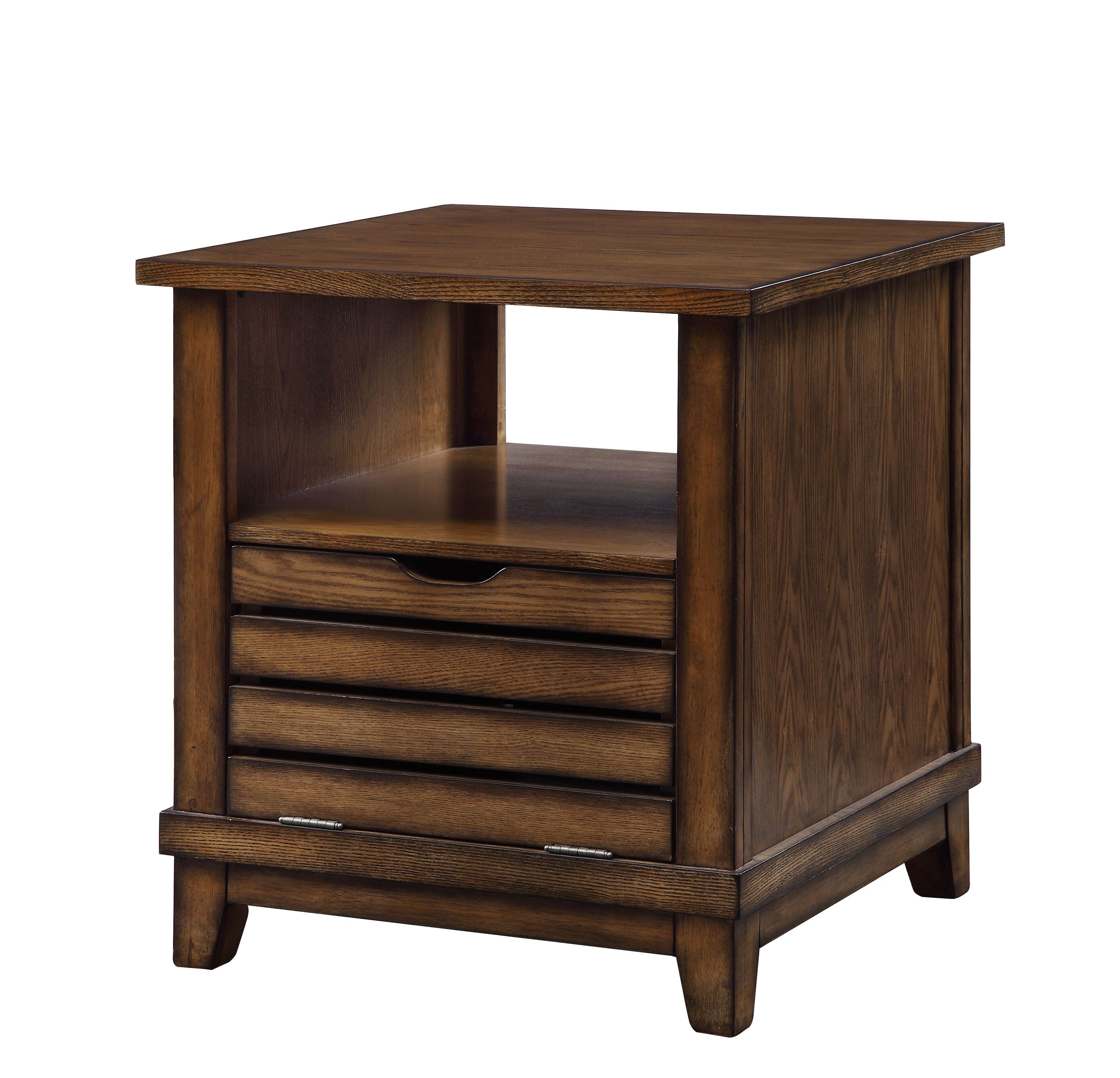Oak End Table with Tapered Legs