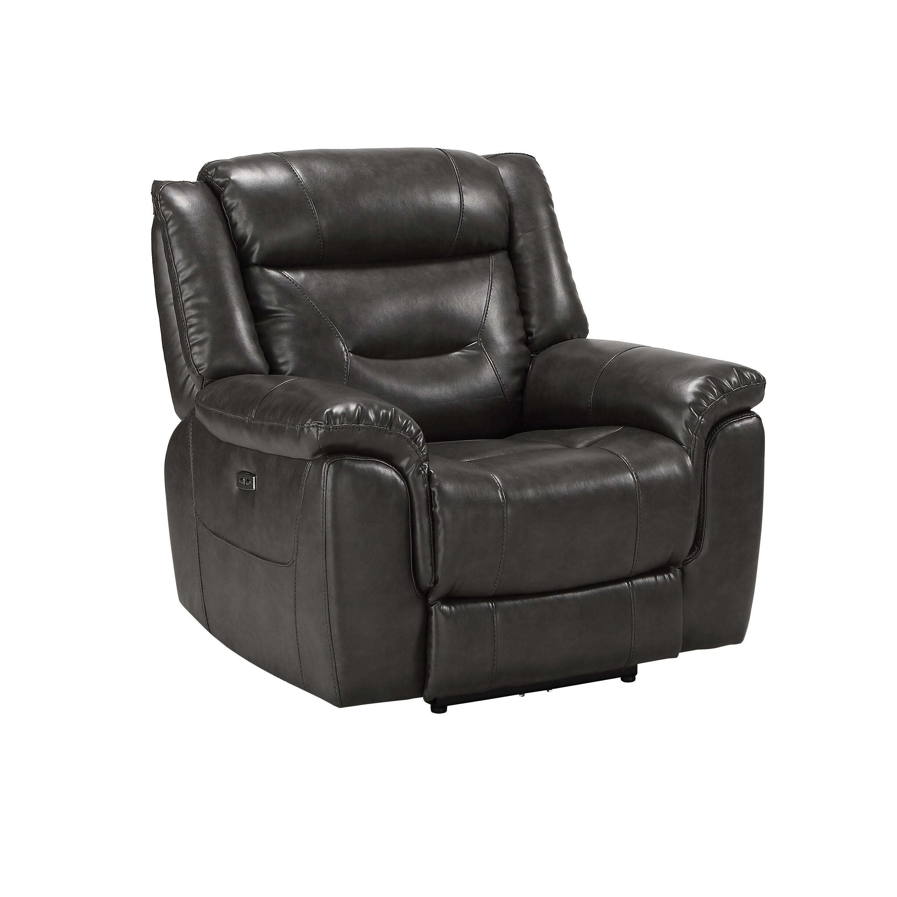 Grey Power Recliner with USB Port