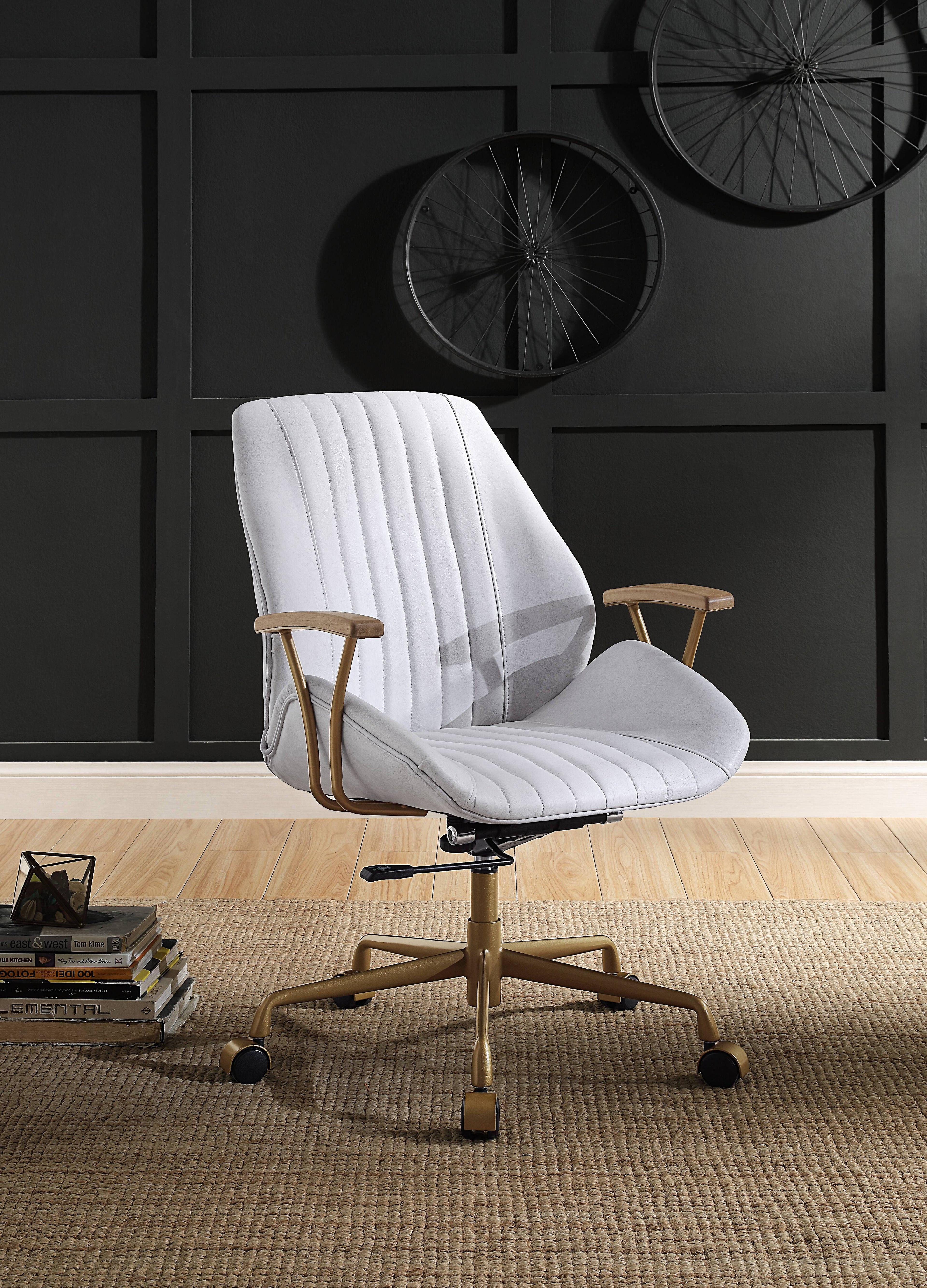 Vintage White Office Chair with Swivel