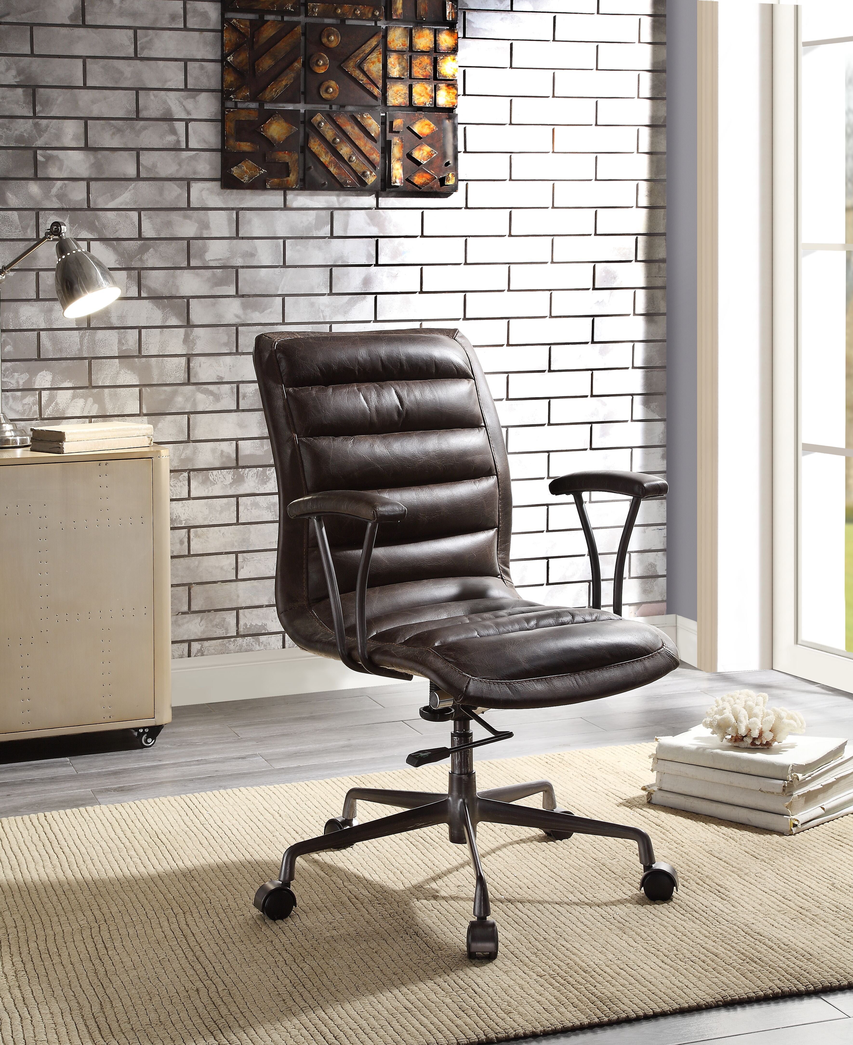 Distress Chocolate Swivel Office Chair with Casters