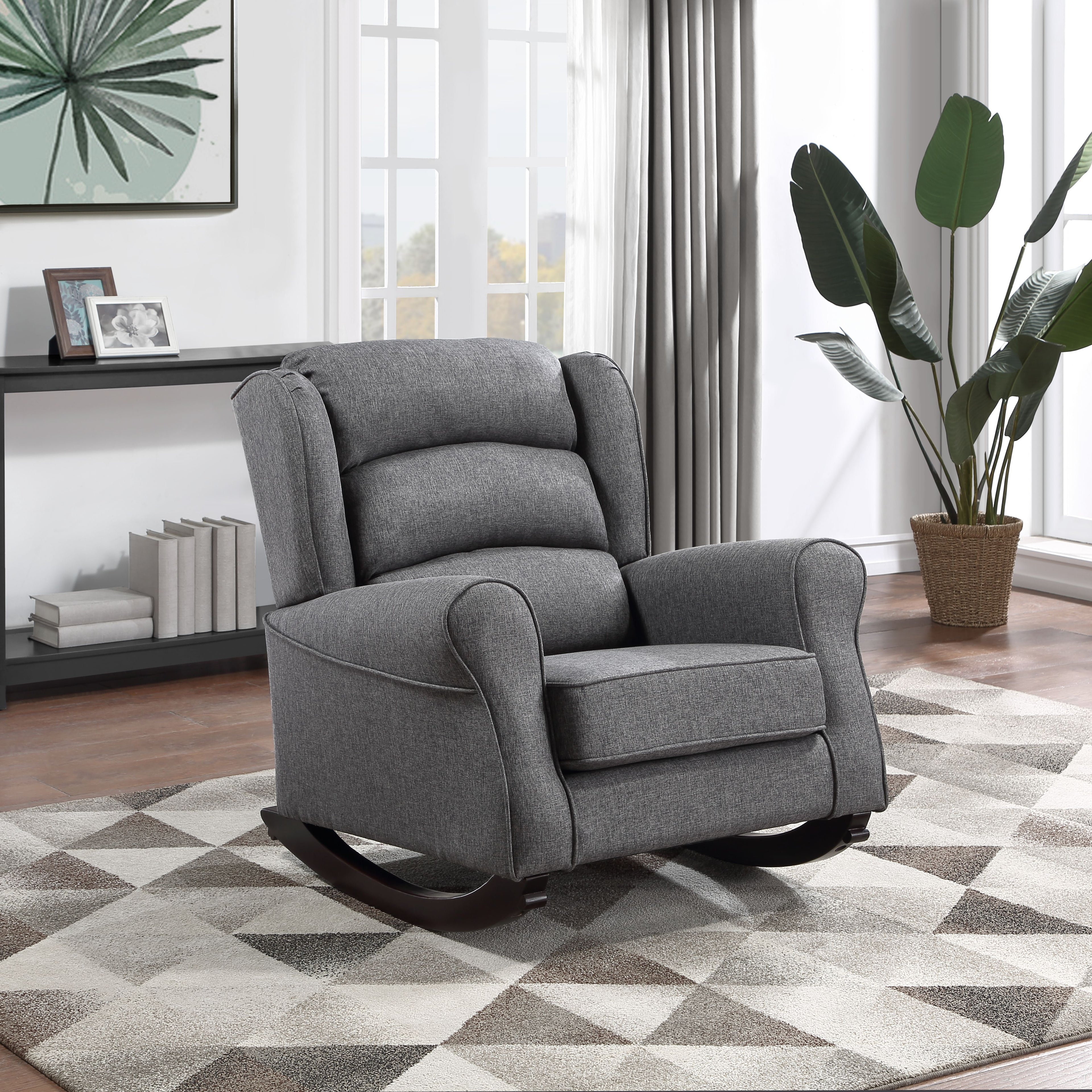 Grey Rocking Chair with Flared Arm