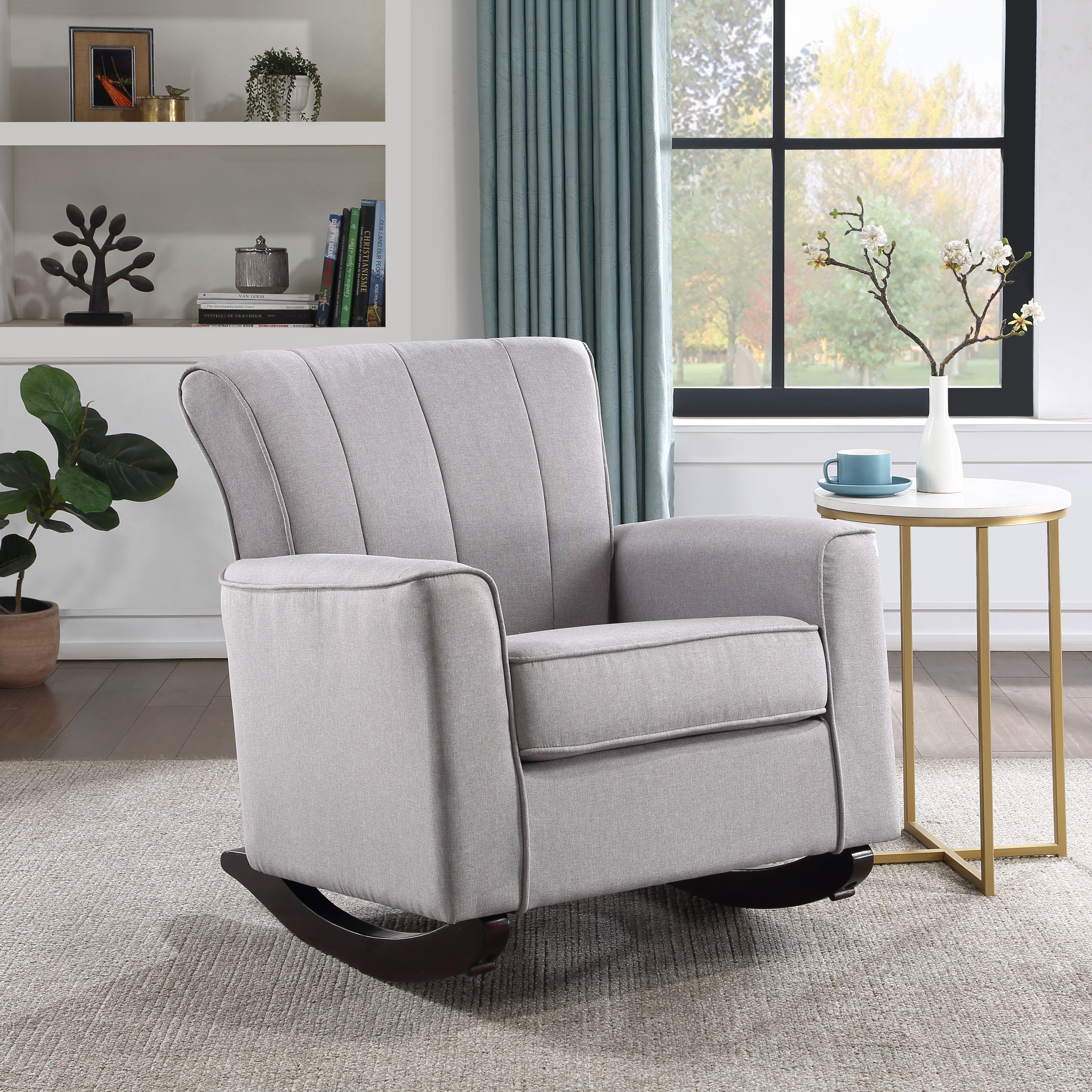 Light Grey Rocking Chair with Track Arm