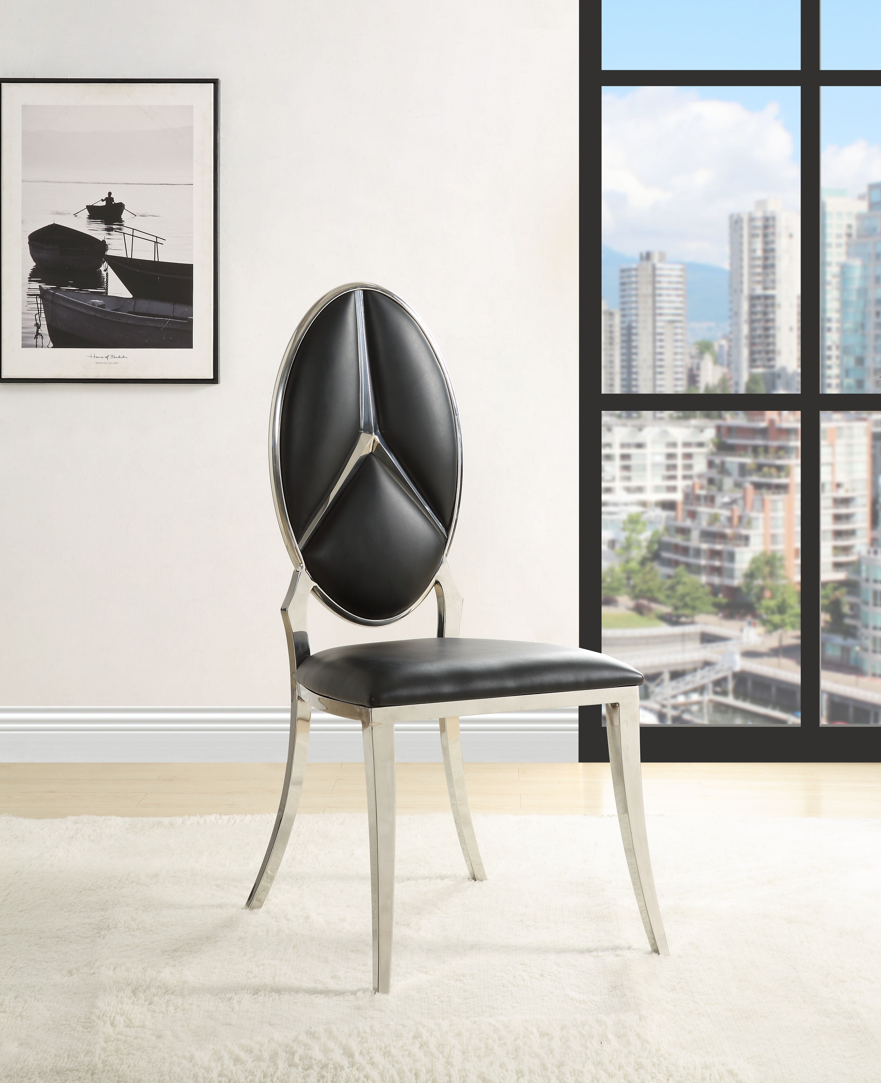 Black Side Chair with Oval Back (Set of 2)