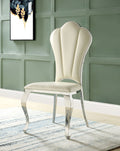 Beige Side Chair with Tufted Back (Set of 2)