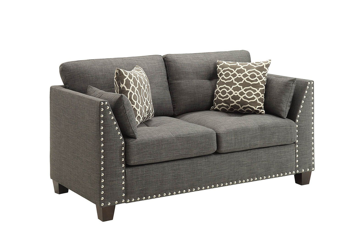 Light Charcoal Loveseat with 4 Pillows