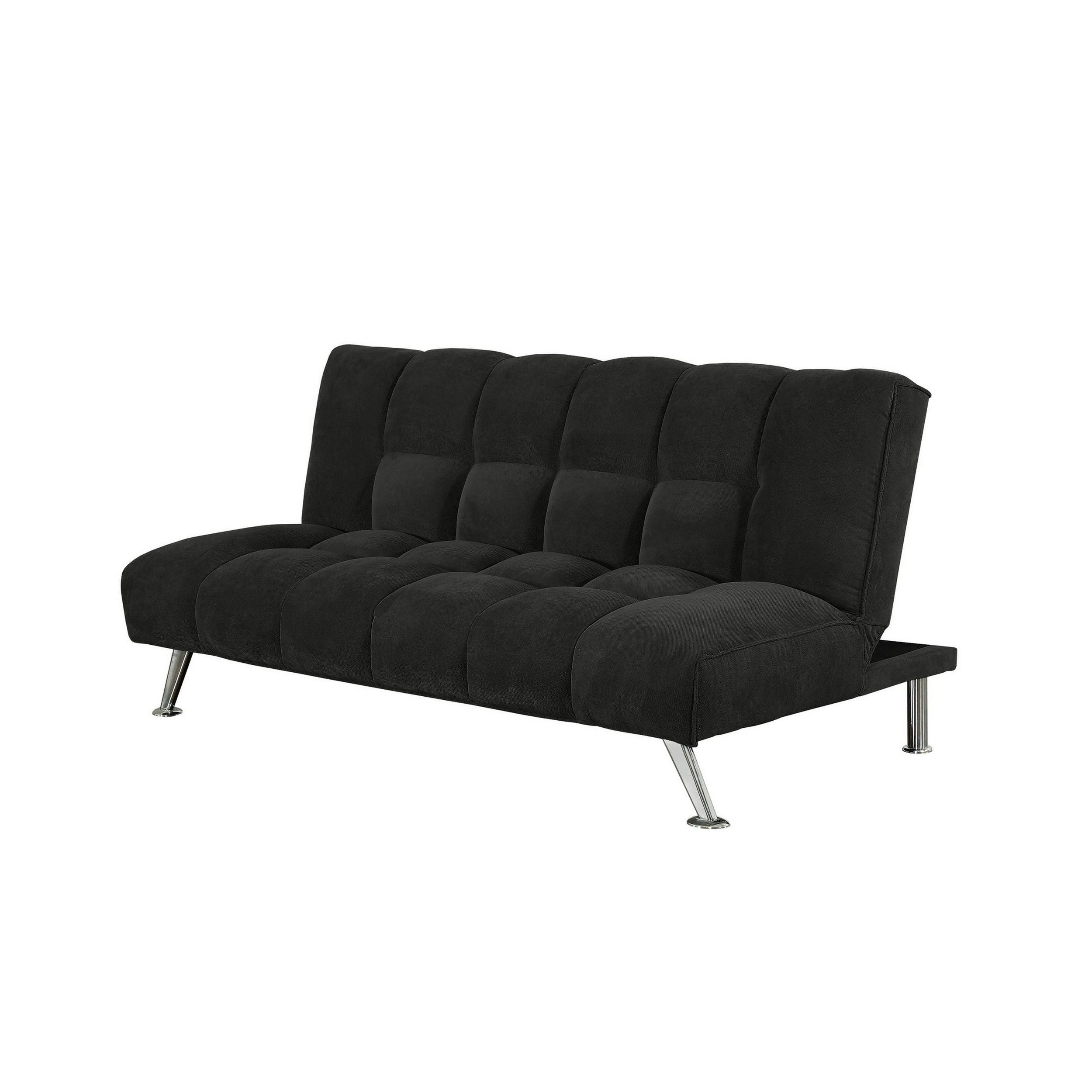 75 Inch Sofa Bed, Pocket Coils and Spring, Stylish Tufted Black Fabric
