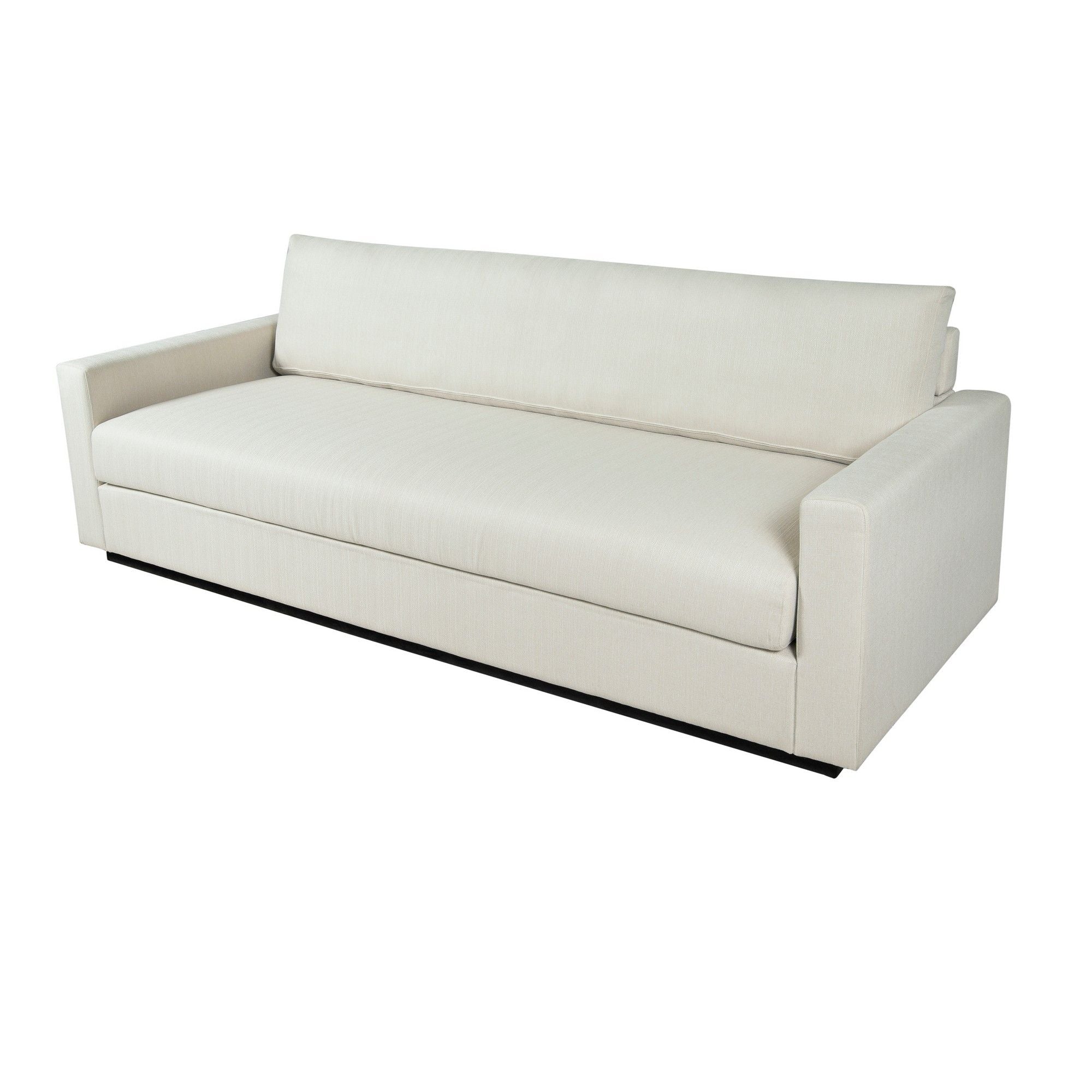 96 Inch Modern Sofa, Pillow Back, Track Style Arms, White Fabric Upholstery