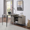 Grey Oak Writing Desk with Sliding Barn Door