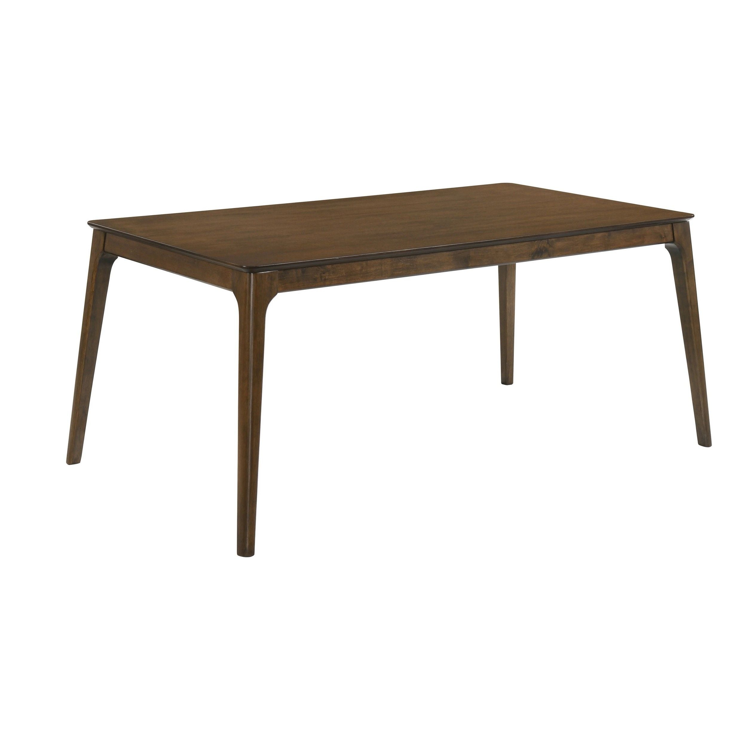 Nick 66 Inch Modern Dining Table, Rubberwood, Angled Legs, Walnut Brown
