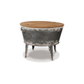 26 Inch Two Tone Storage Coffee Table, Brown Split Top, Strong Metal Base