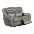 Betty 65 Inch Manual Reclining Loveseat Chair, Pull Tab Mechanism, Gray