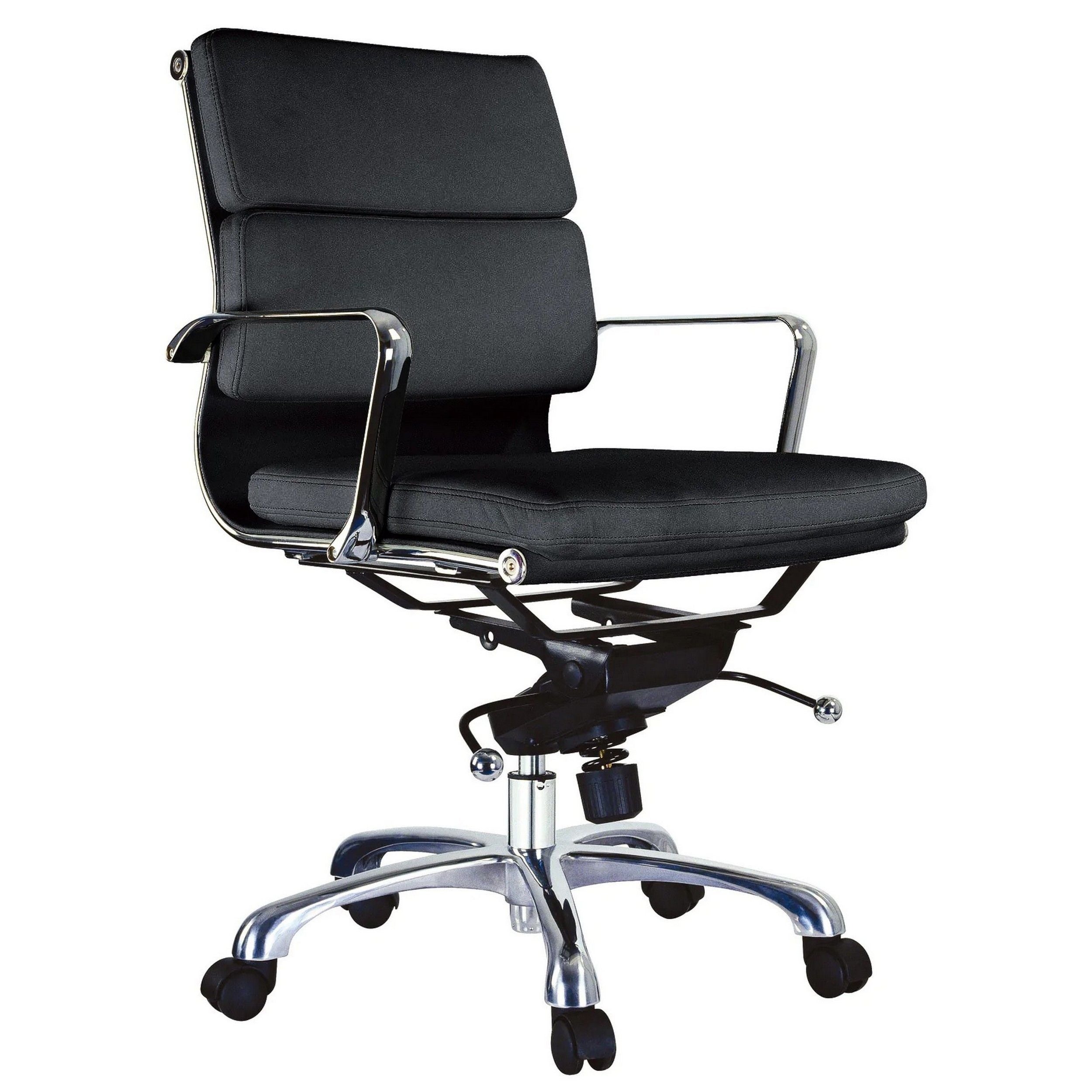 Elle 20 Inch Low Back Swivel Office Chair, Cushioned, Rolling Wheels, Black