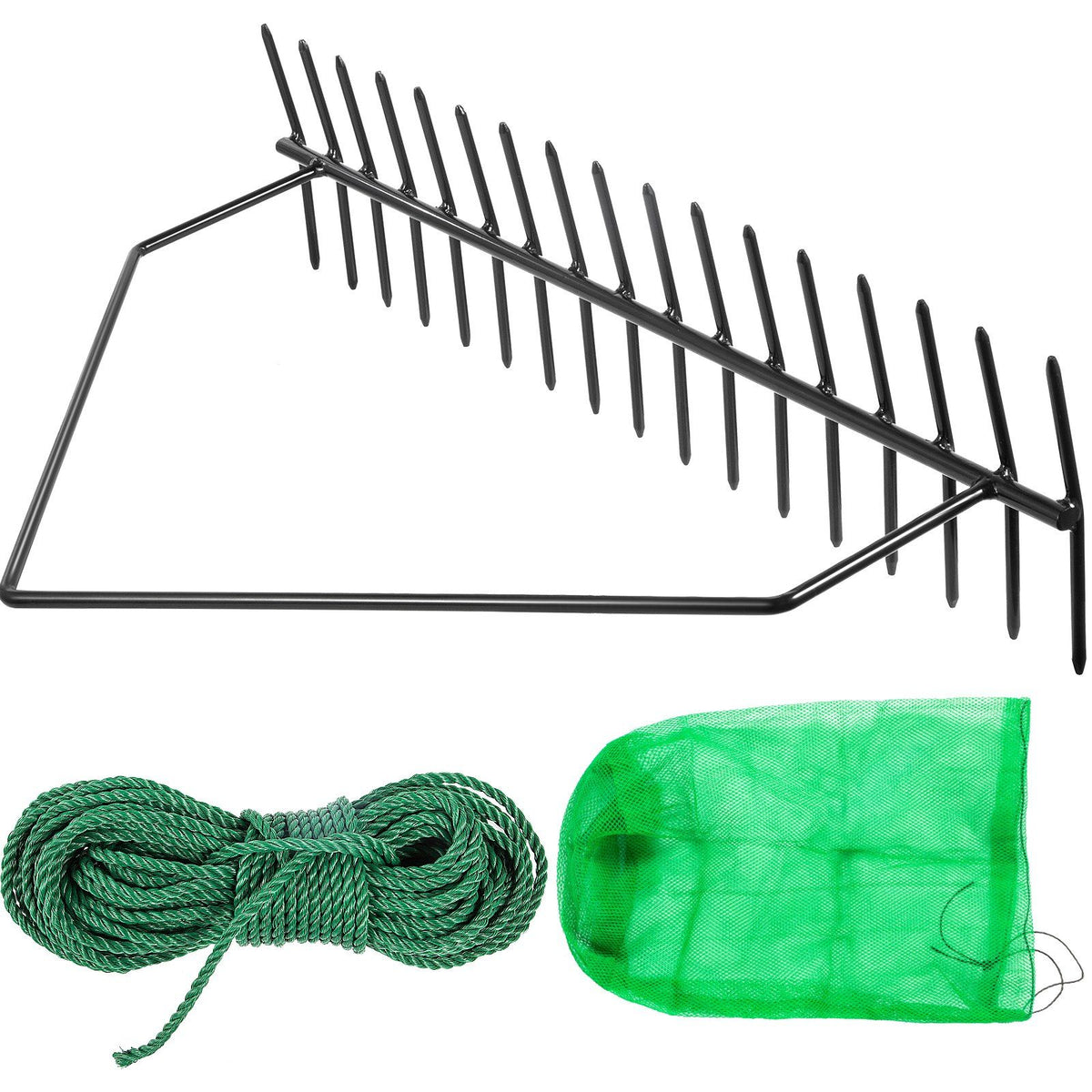 Vevor Pond Rake, 32 Inch Aquatic Weed Rake, Double Sided Lake Weed Cutter, Clean Aquatic Weeds Muck Silt Lake Rakes, Weed Rakes