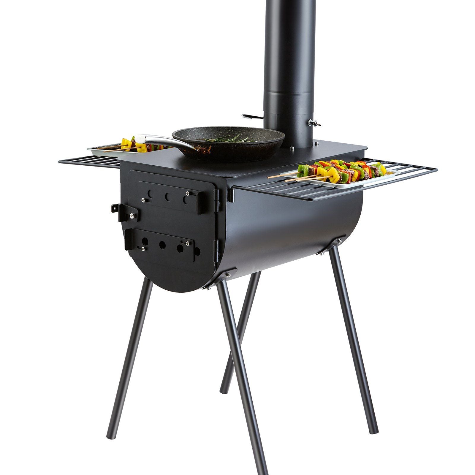 VEVOR Wood Stove, 118 inch, Alloy Steel Camping Tent Stove, Portable Wood Burning Stove with Chimney Pipes & Gloves, 3000inFireb