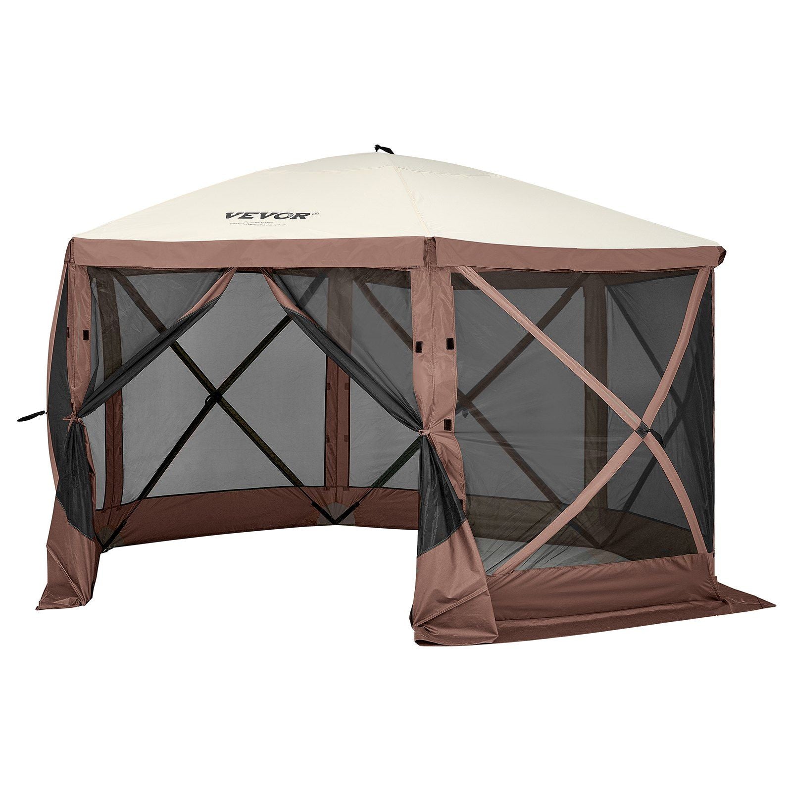 Vevor Pop Up Gazebo Tent, Pop-Up Screen Tent 6 Sided Canopy Sun Shelter With 6 Removable Privacy Wind Cloths & Mesh Windows, 12.