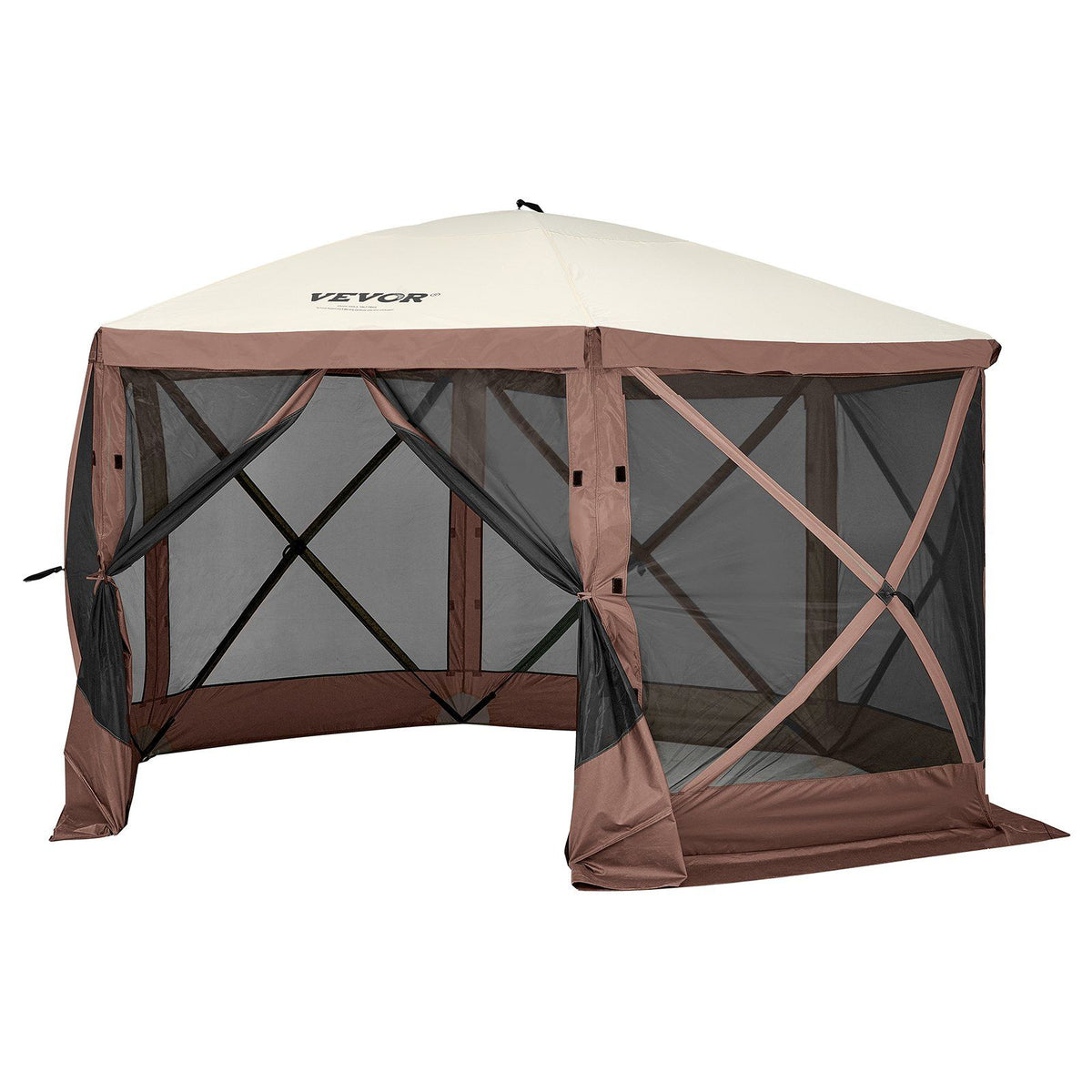 Vevor Pop Up Gazebo Tent, Pop-Up Screen Tent 6 Sided Canopy Sun Shelter With 6 Removable Privacy Wind Cloths & Mesh Windows, 12.