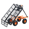 VEVOR Dump Cart, Metal Garden Dump Cart with Easy to Assemble Frame, Dump Wagon with 2-in-1 Convertible Handle, Utility Wheelbar