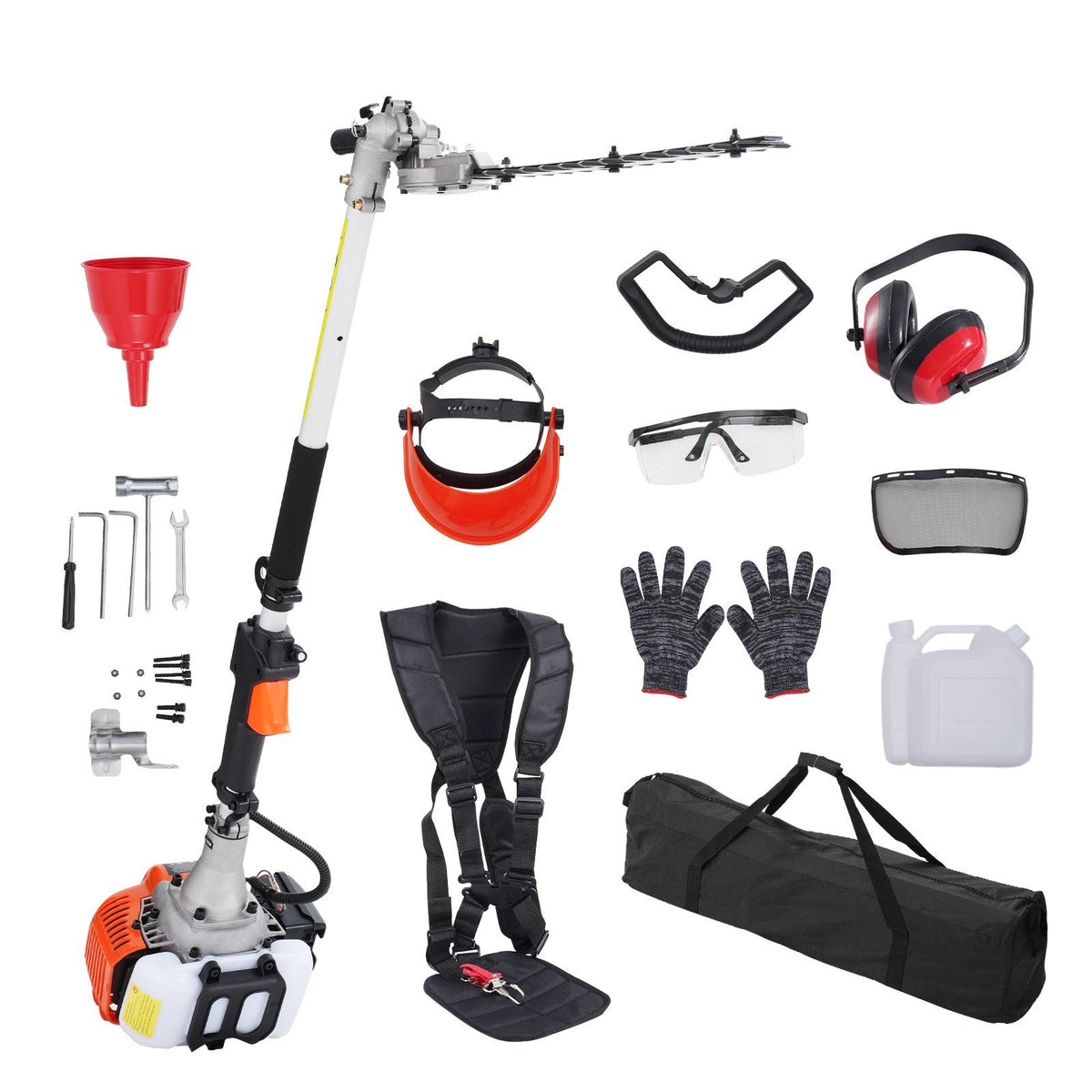 Vevor 15.7-Inch 26Cc 2 Cycle Gas Hedge Trimmer, Gas Powered Pole Hedge Trimmer With Dual Sided Dual Action Blade, 270 Adjustable