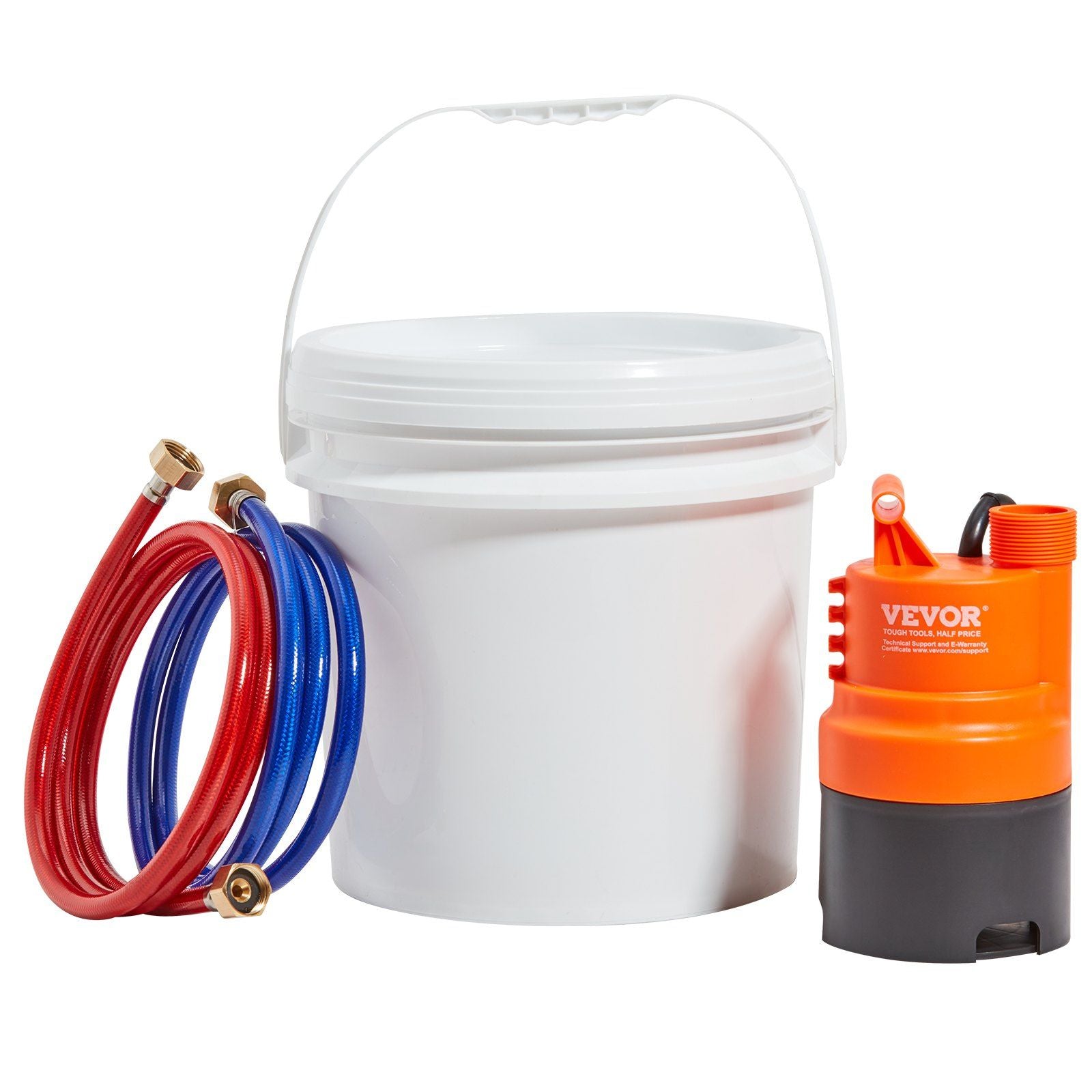 VEVOR Tankless Water Heater Flushing Kit, Includes Efficient Pump & 3.7 Gallon Pail & 2 Hoses, Wrench and Adapter for Quick Inst