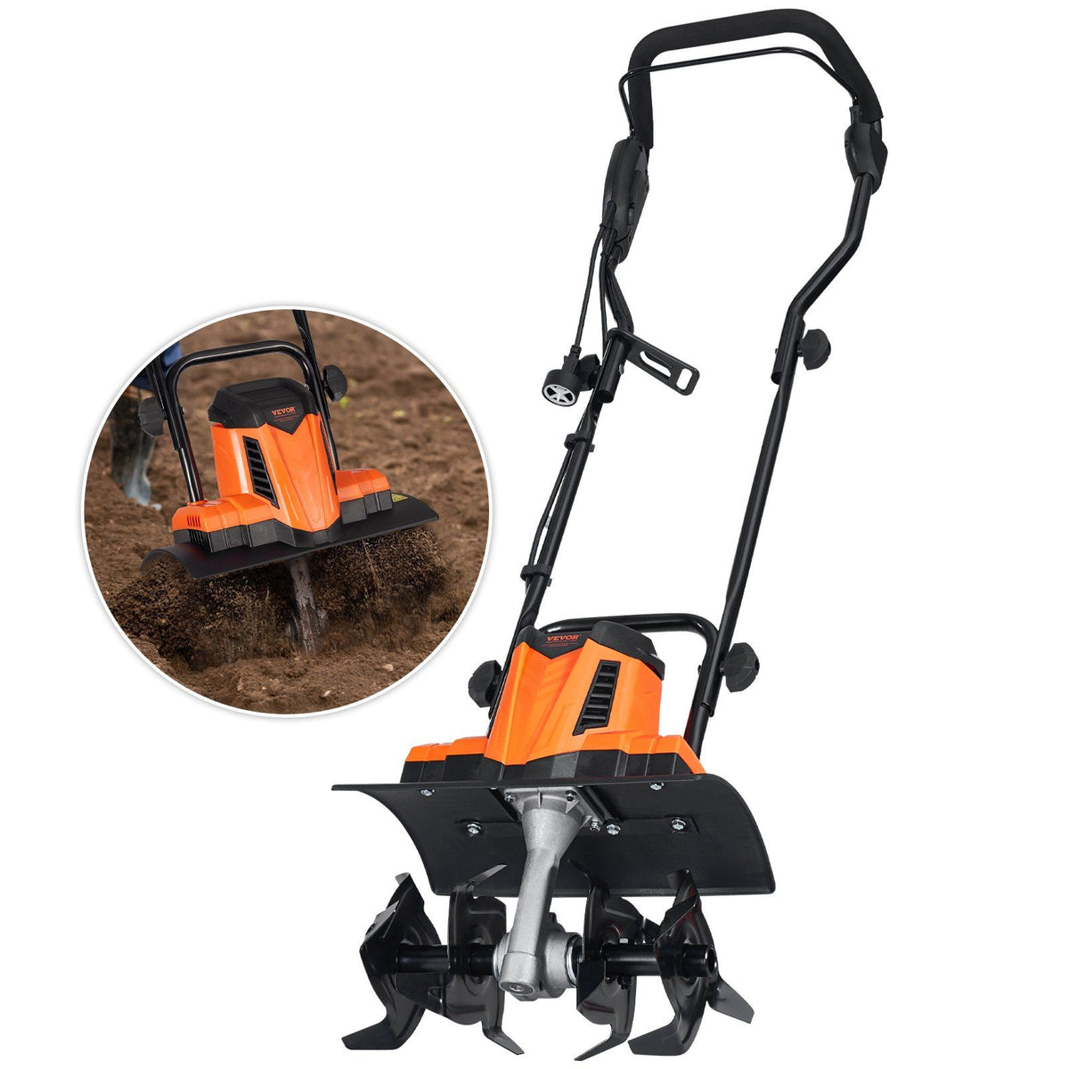 Vevor 10 Amp Electric Tiller, 14' Tilling Width 3.94' Tilling Depth Corded Electric Tiller/Cultivator, Steel Mn Tines, Rototil