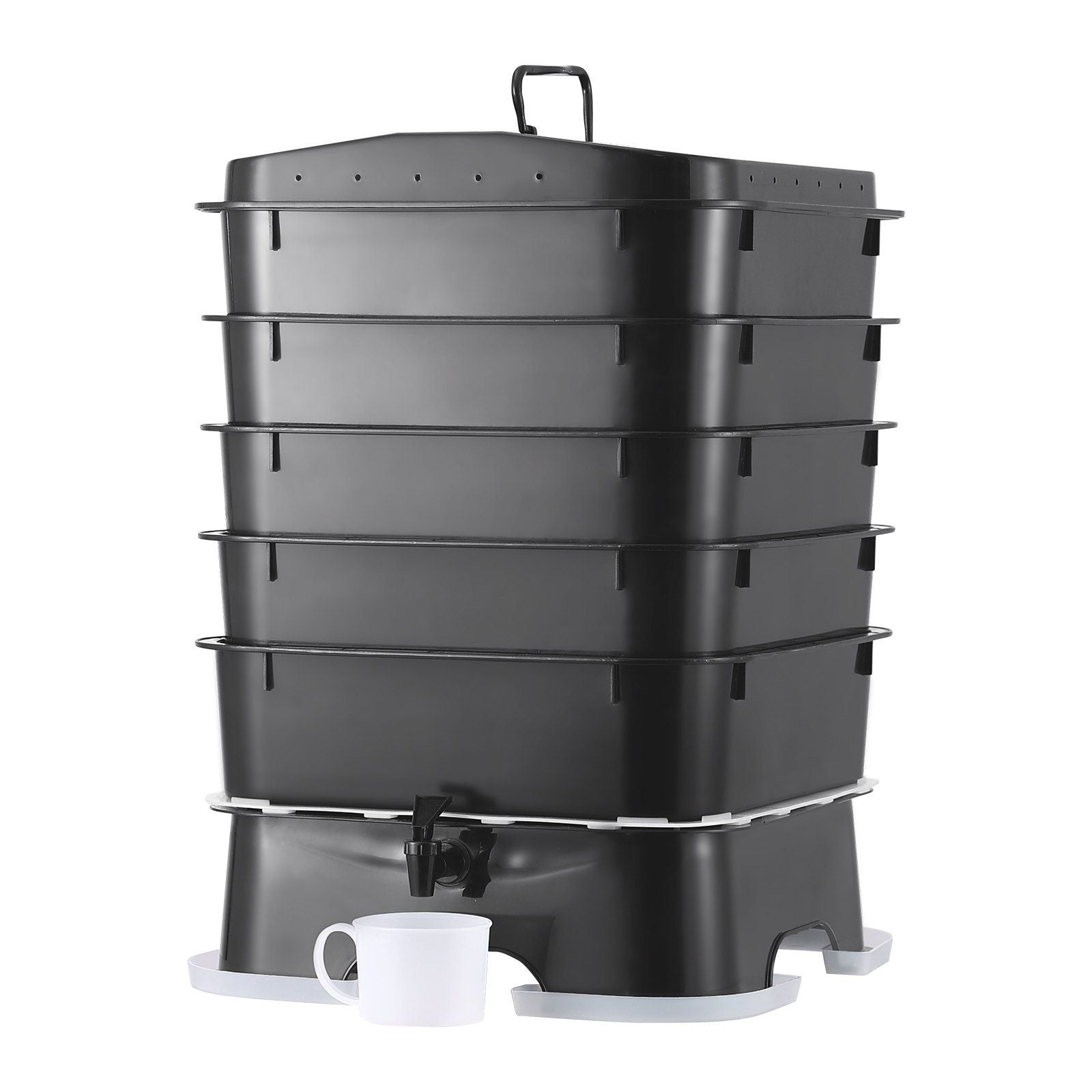 VEVOR 5-Tray Worm Composter, 50 L Worm Compost Bin Outdoor and Indoor, Sustainable Design Worm Farm Kit, for Recycling Food Wast