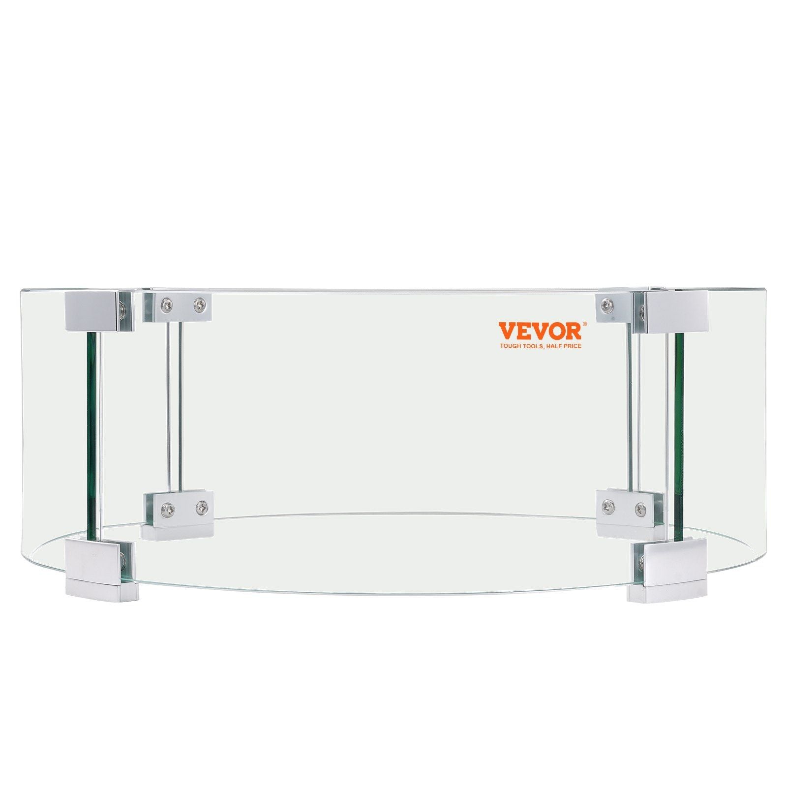 VEVOR Fire Pit Wind Guard, 17 x 6.7 inch Round Glass Flame Shield, 0.24-Inch Thick Fire Table Accessory, Clear Tempered Glass Fl