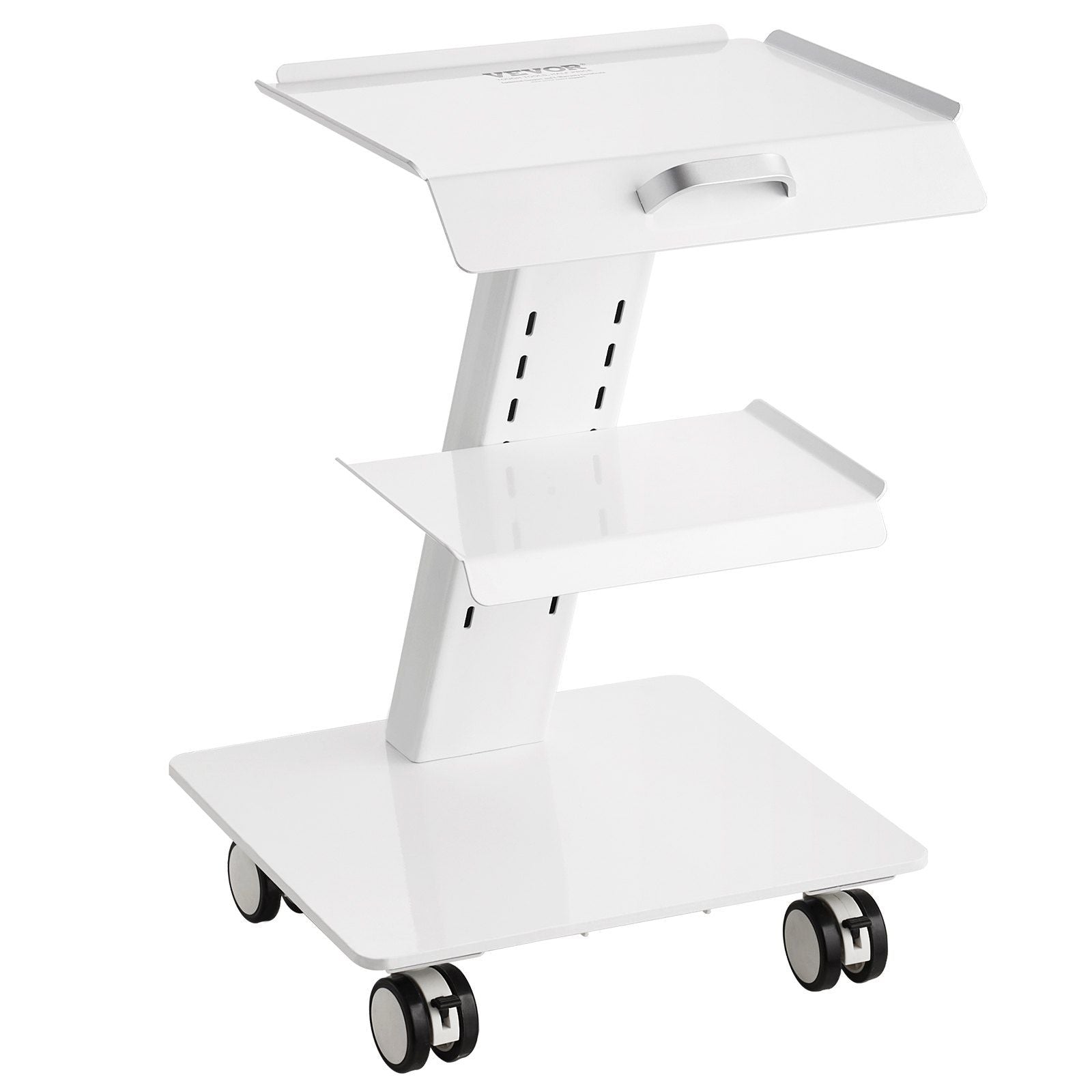 VEVOR Lab Trolley, 3-Layer Rolling Lab Cart, Metal Mobile Trolley with Swivel Wheels, Tray Rolling Clinic Cart 220 lbs Weight Ca