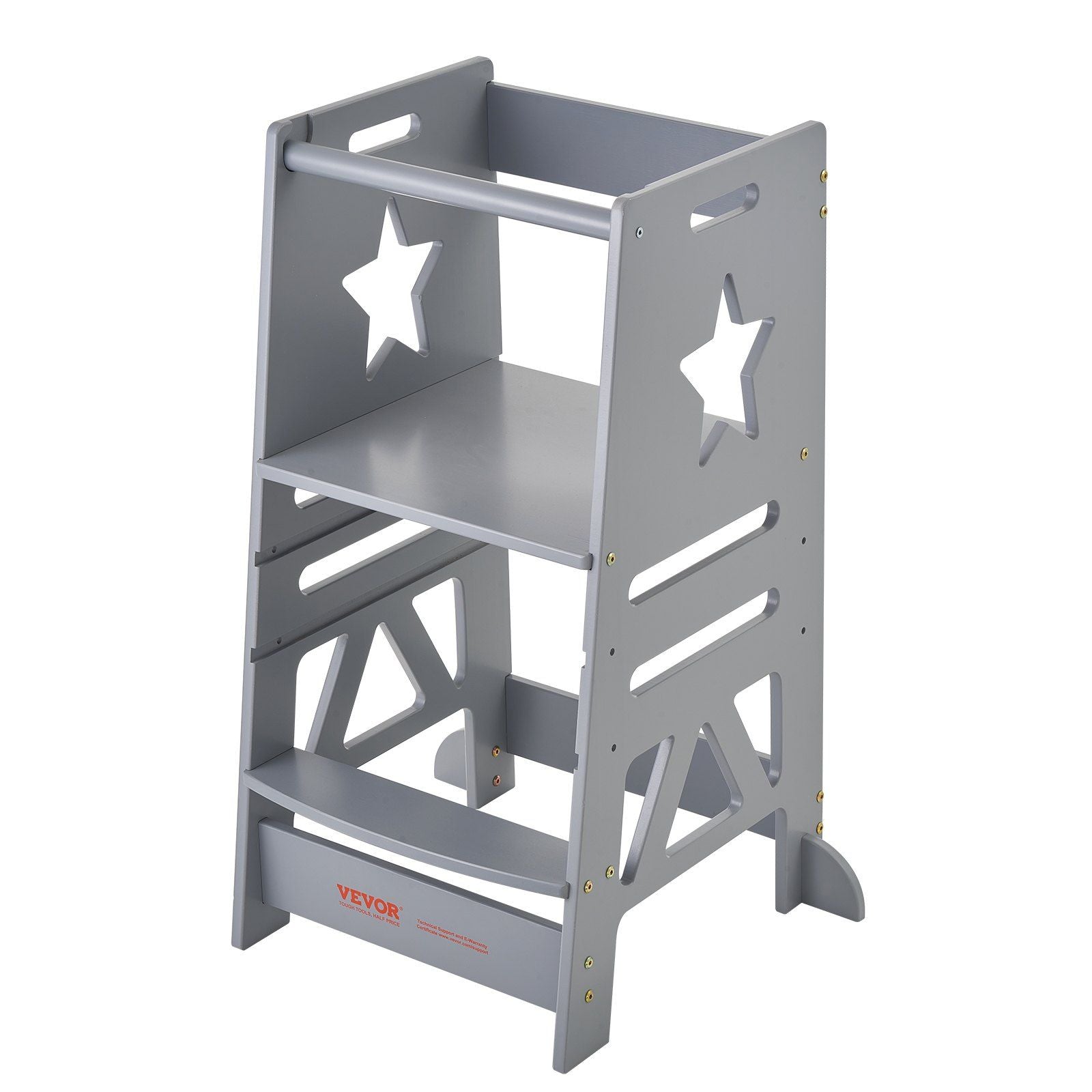 VEVOR Tower Step Stool, 3-Level Height Adjustable Toddler Step Stools for Kids, Kitchen Stool Helper, Bamboo Standing Tower Lear