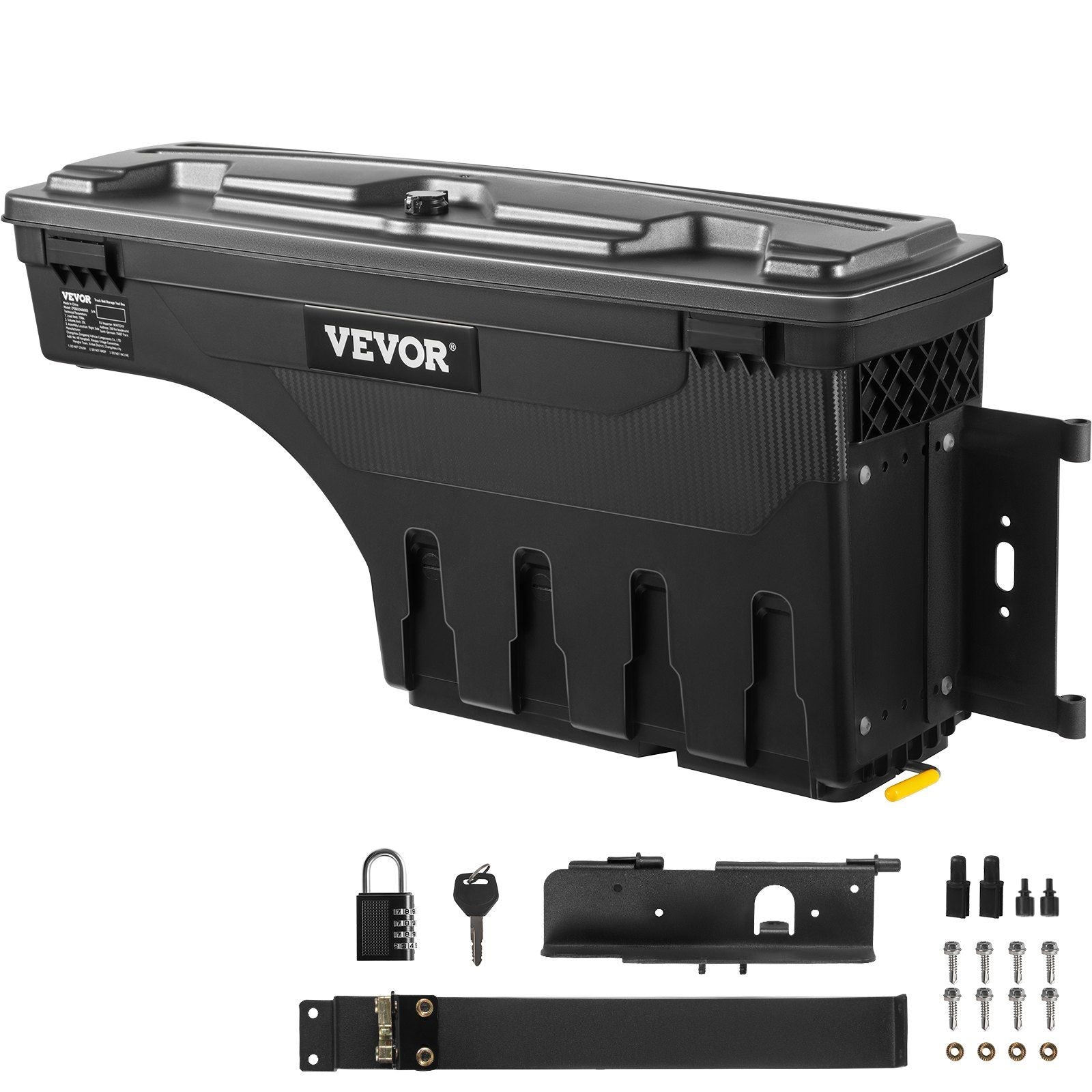 Vevor Truck Bed Storage Box, Lockable Lid, Waterproof Abs Wheel Well Tool Box 6.6 Gal/20 L With Password Padlock, Compatible Wit