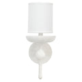 Zoe 12 Inch Wall Sconce, Plaster Candelabra Design Base, Linen Shade, White