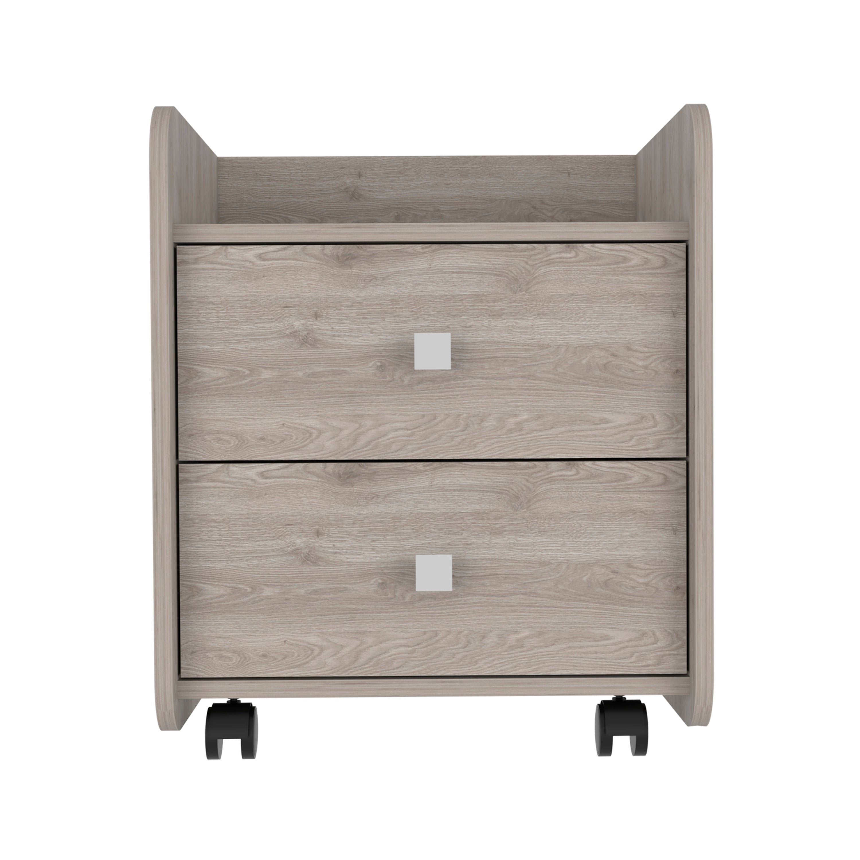 York Nightstand, Superior Top, Two Drawers, Four Casters