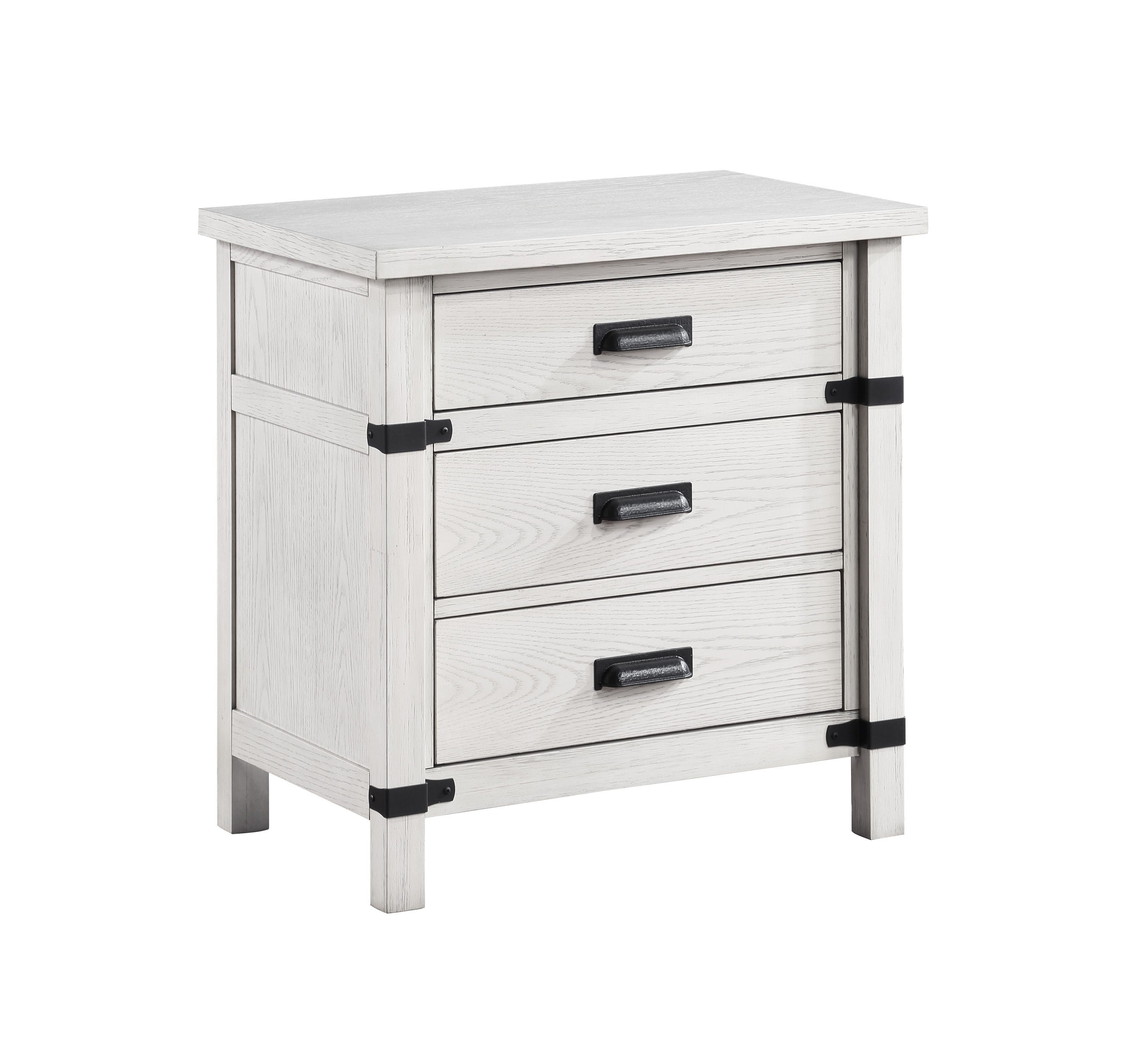 Modern Style 3-Drawer Night stand Made with Wood in Antique White