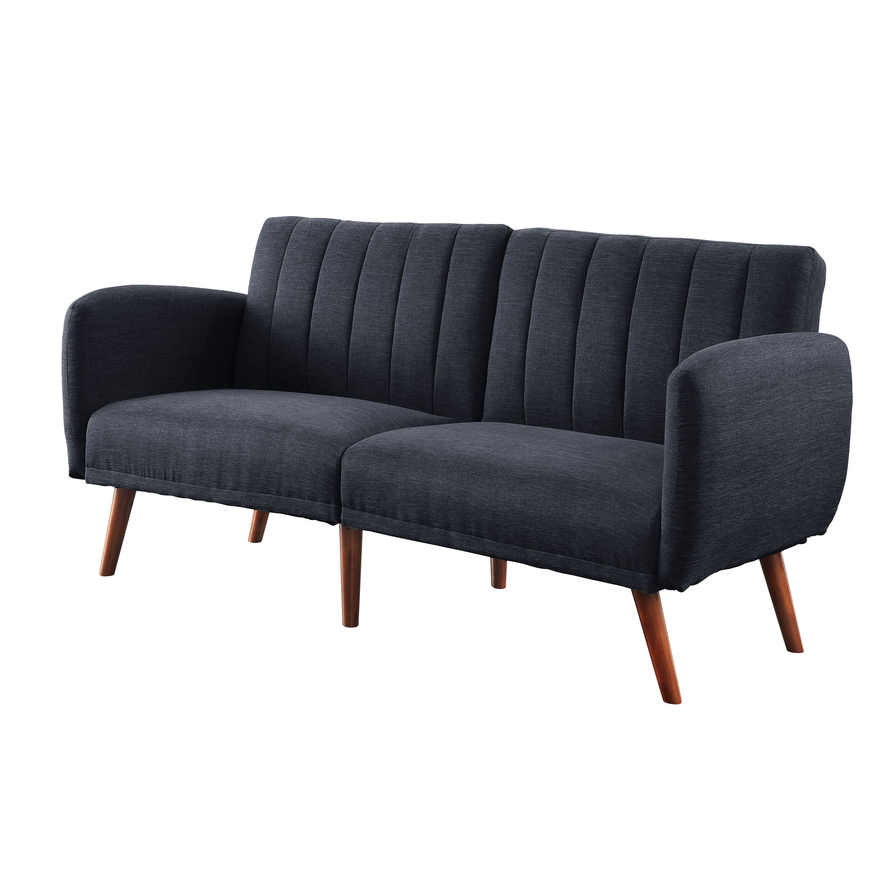 Grey and Walnut Upholstered Adjustable Sofa