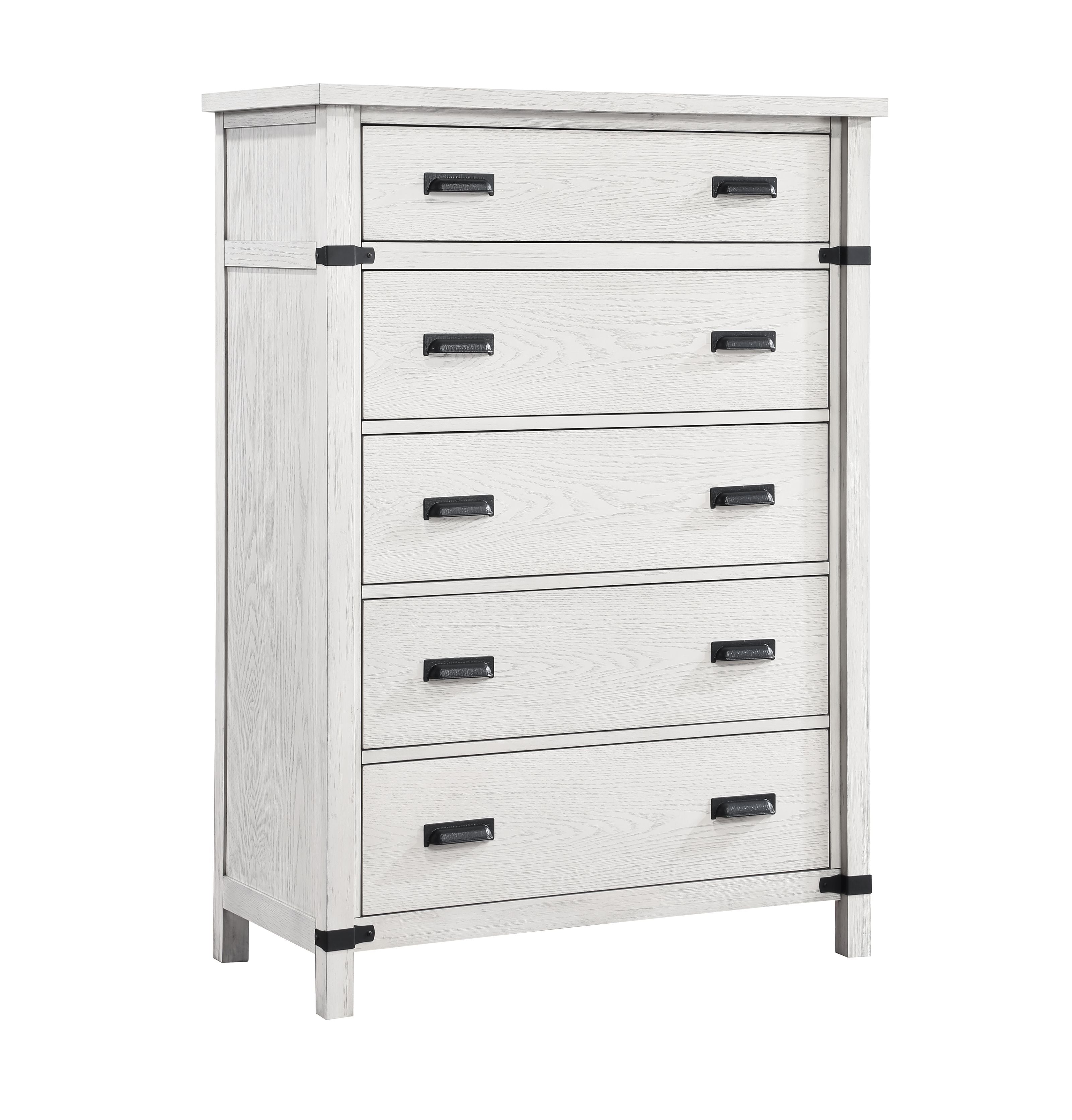Loretta Modern Style 5-Drawer Chest Made with Wood in Antique White