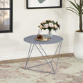 Grey Geometric Metal Base Accent Table