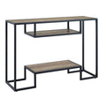 Rustic Oak and Black Console Table with 2 Shelves