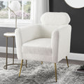 White and Gold Tight Back Accent Chair