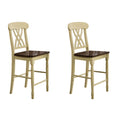 Buttermilk and Oak Cross Back Counter Height Stools (Set of 2)