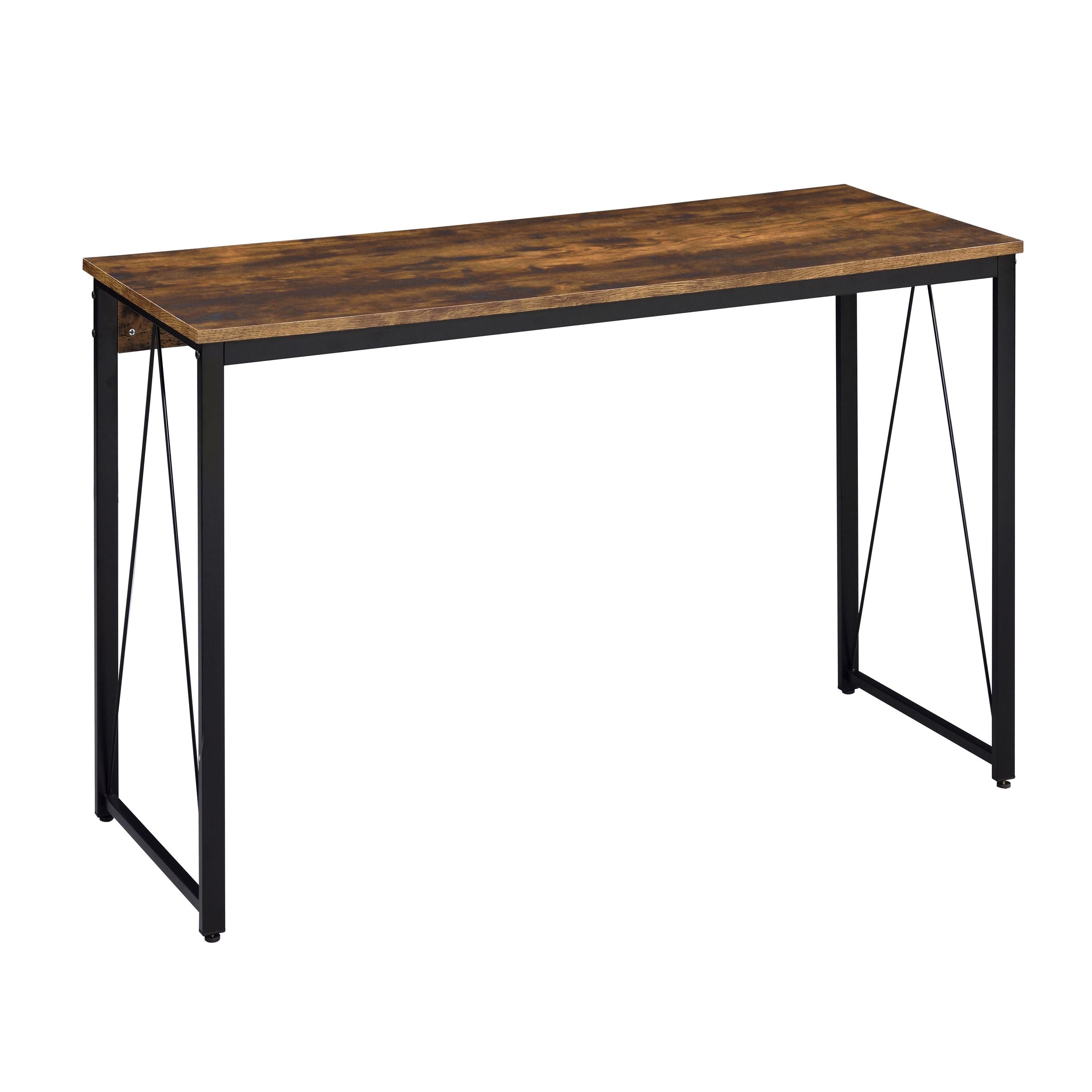 Weathered Oak and Black 47.5 Writing Desk with Metal Sled Base