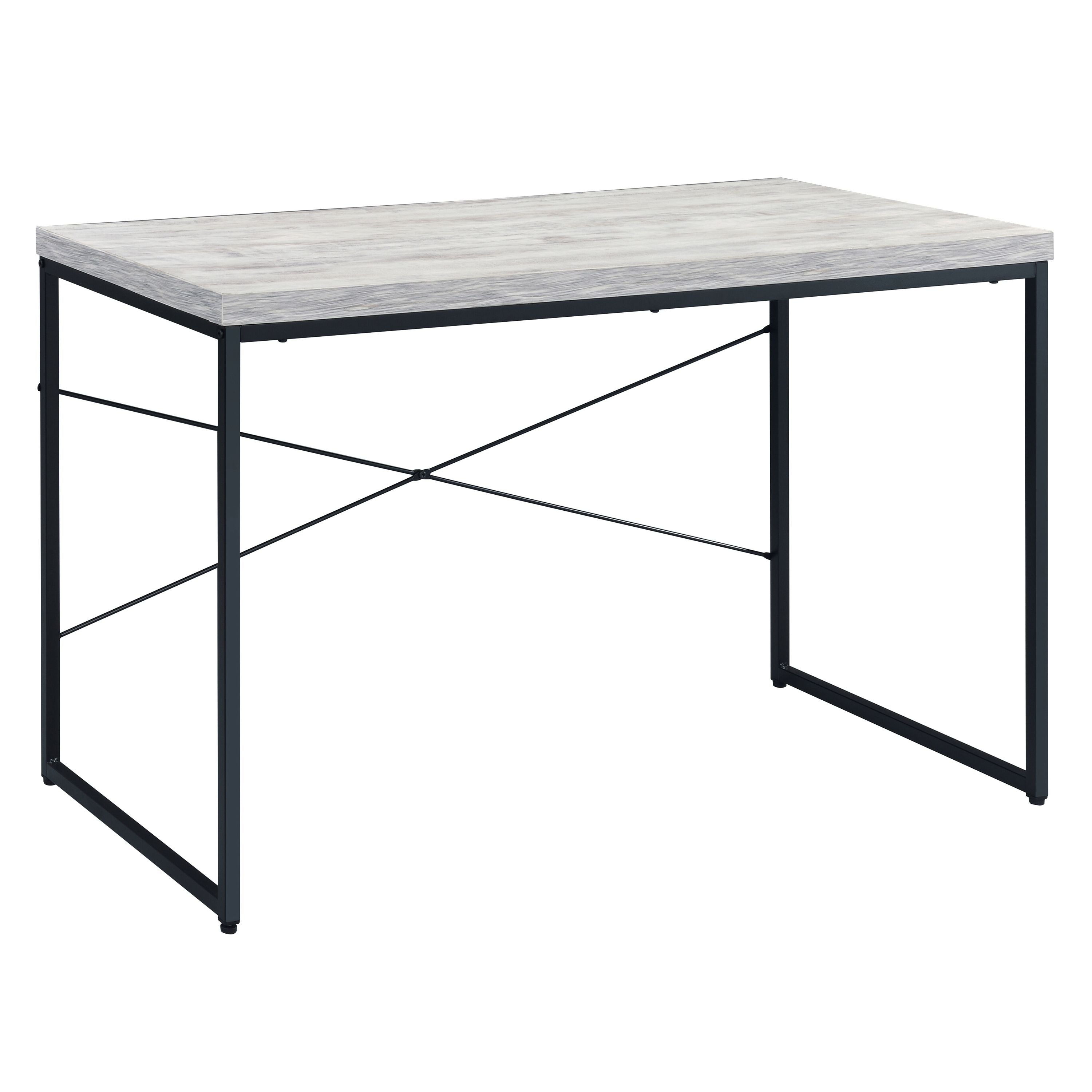 Antique White and Black Writing Desk with Metal Sled Base