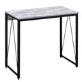 Antique White and Black 35.5 Writing Desk with Metal Sled Base