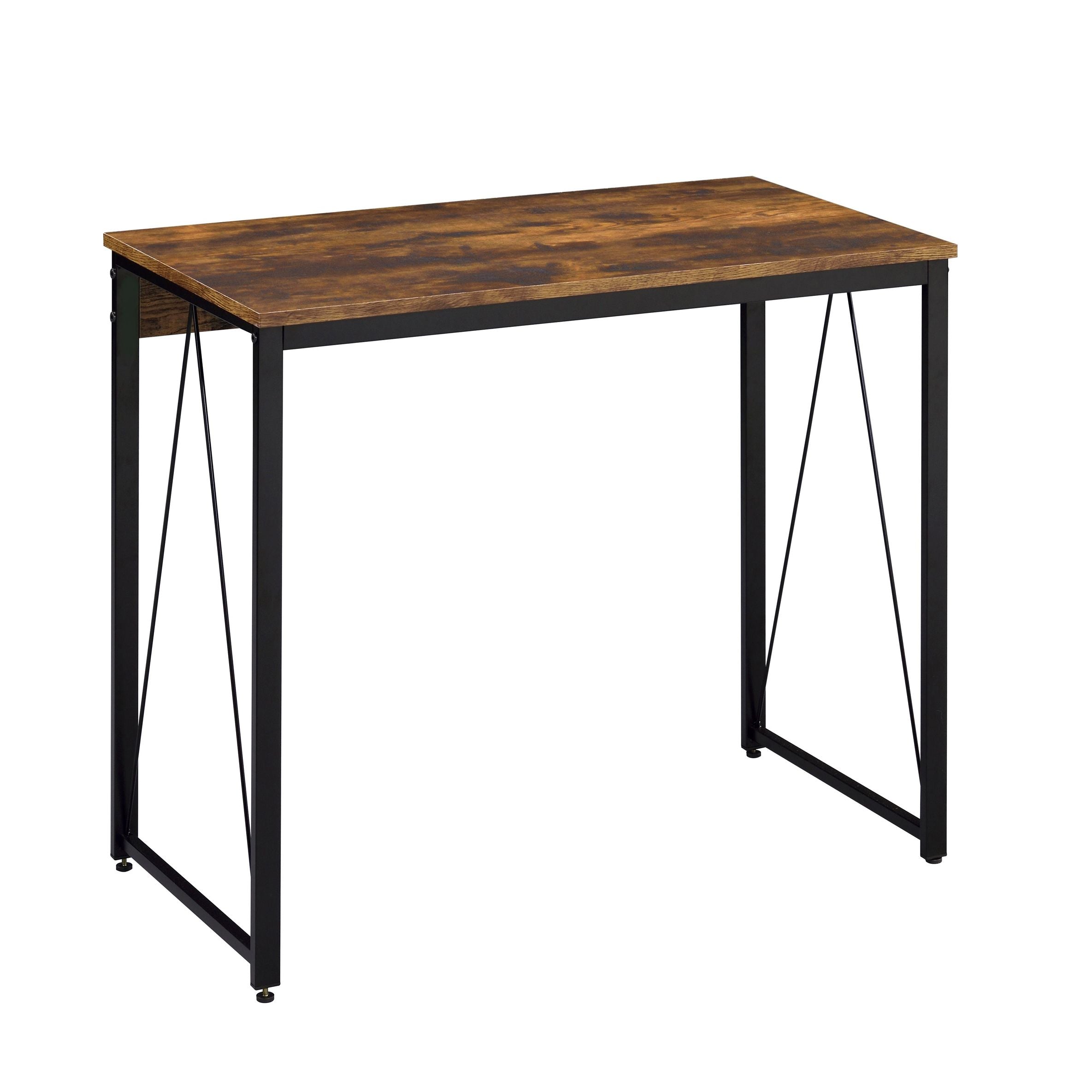 Weathered Oak and Black 35.5 Writing Desk with Metal Sled Base