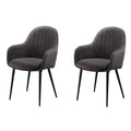 Dark Grey and Black Tufted Back Dining Chairs (Set of 2)