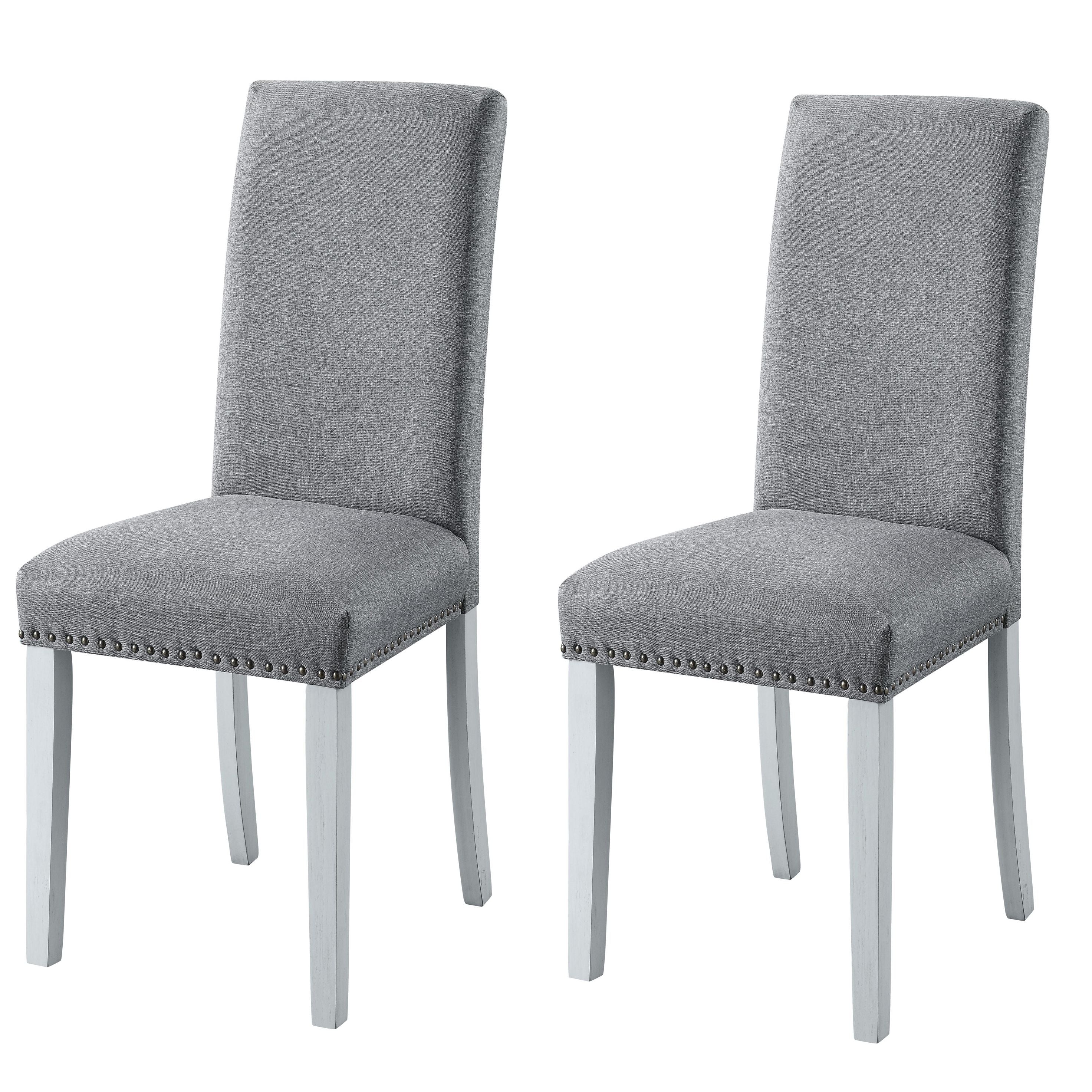 Grey and Antique White Parson Chairs (Set of 2)